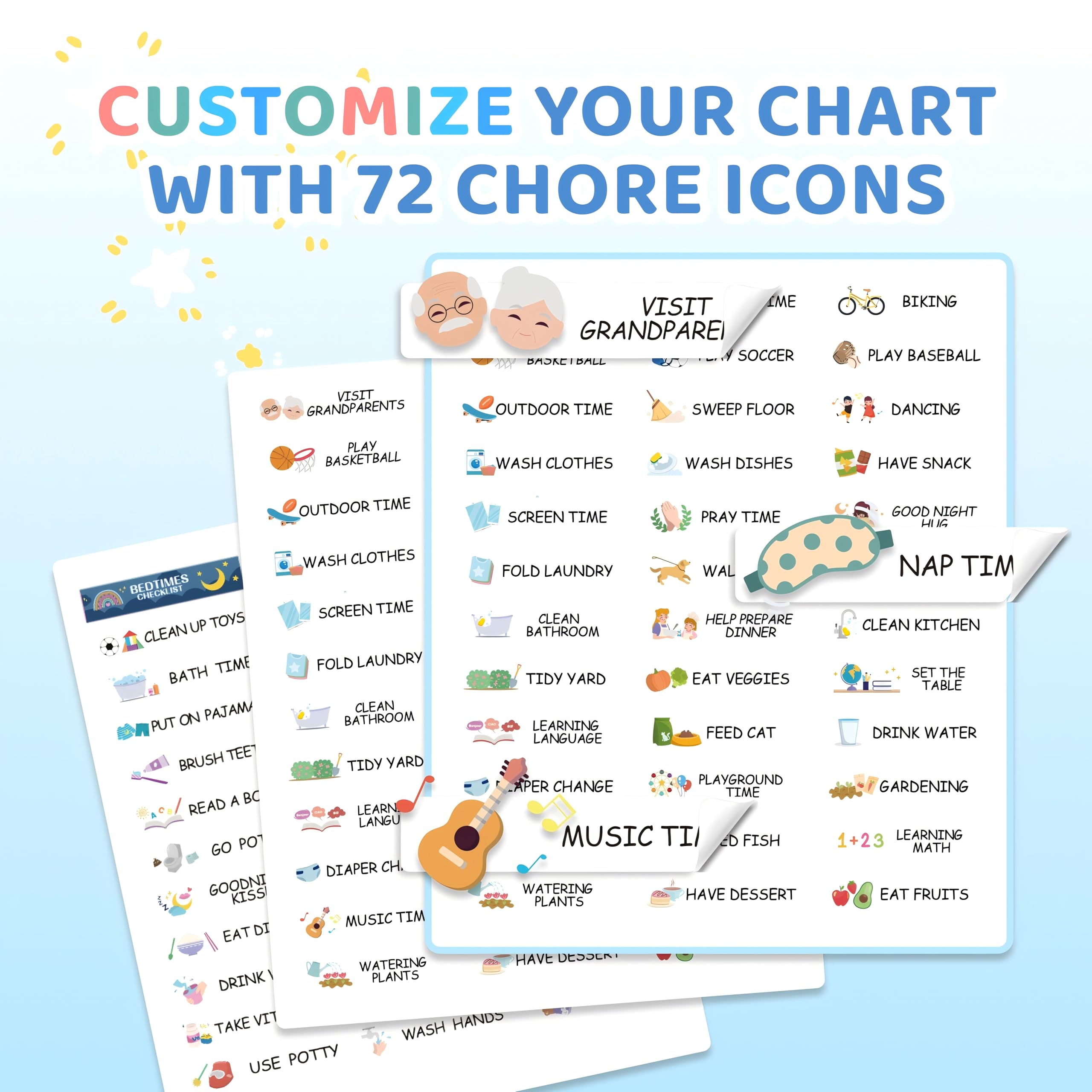 3 in 1 Bedtime/Morning/Weekly Astronaut Routine Chart for Kids, Magnetic Chore Chart for Toddlers, Visual Schedule for Kids Toddlers Schedule Board for Home