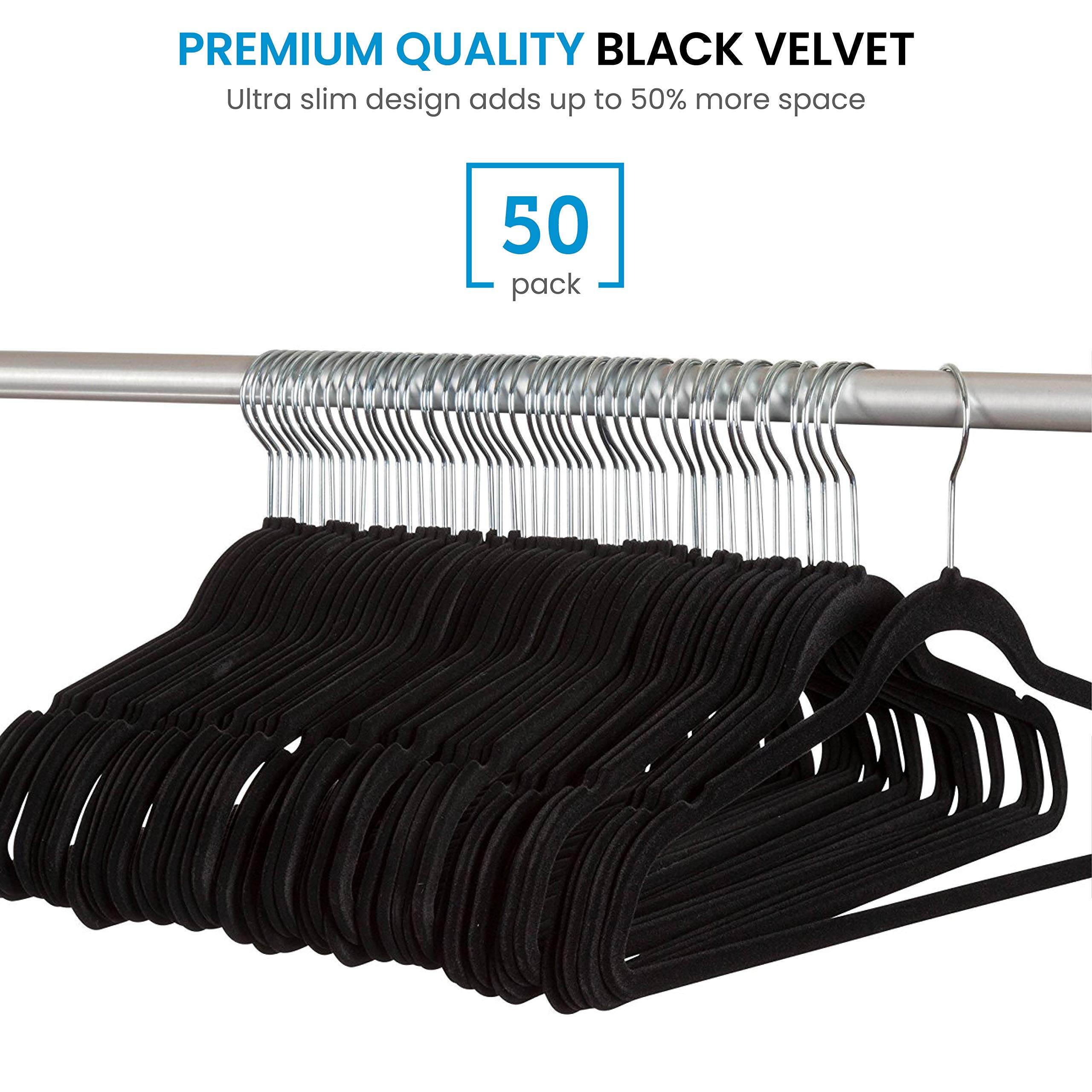 Premium NonSlip Velvet Hangers Clothes Hangers (50 Pack) Ultra Thin