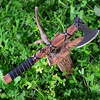 Vista 8 de Hacha personalizada, hacha hecha a mano, arma real de hacha vikinga, hacha de hacha, cabeza de hacha barbuda, hacha de campamento, hachas y hachas
