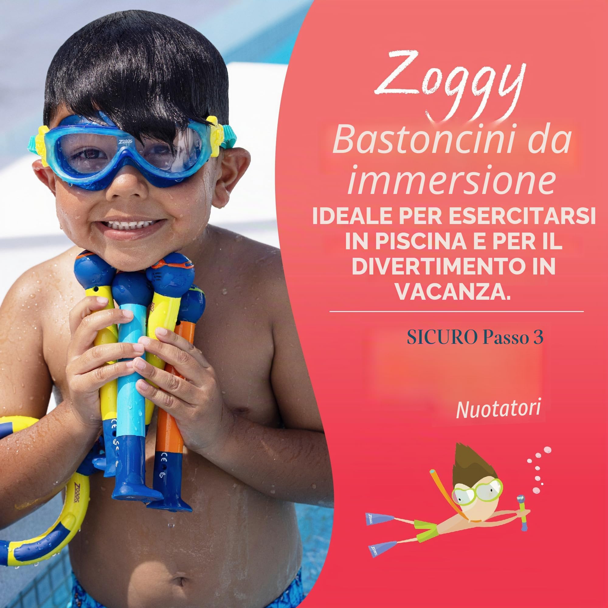 Zoggs Zoggy Dive Sticks, Giocattolo Affondante in Acqua, Unisex Bambino, 3 Anni+, Assortito,