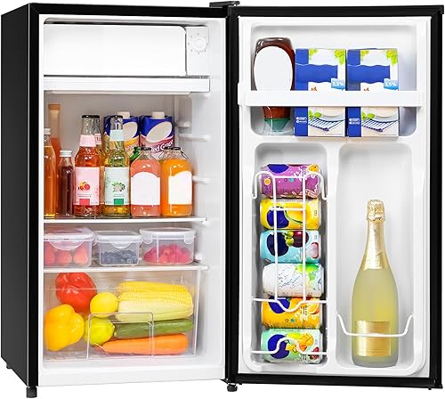 Manastin Mini refrigerador Energy Star de 3.2 pies cúbicos con congelador para dormitorio, oficina, refrigerador compacto con termostato ajustable,