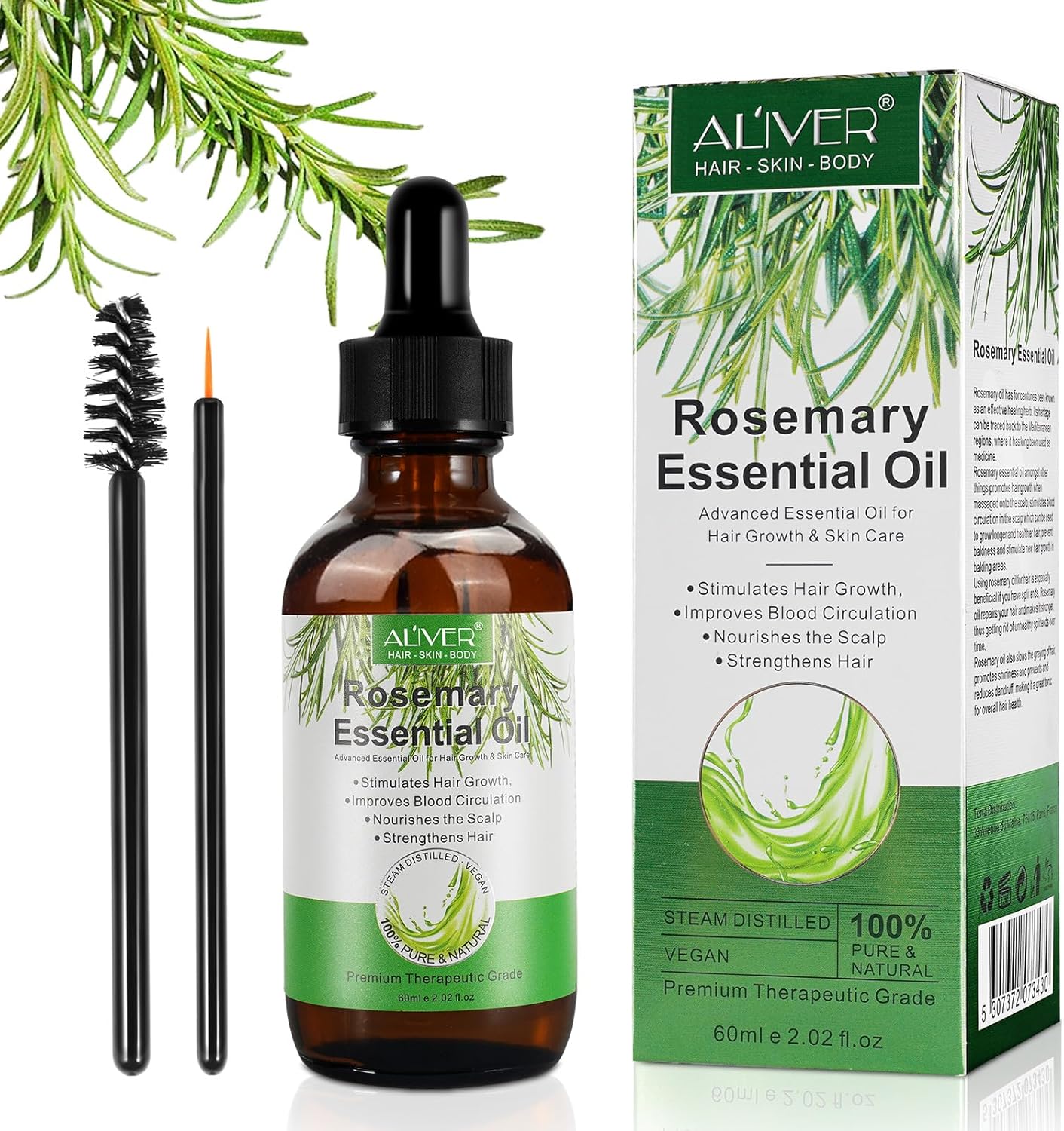 UEPETU Rosemary Oil for Hair Growth 2 Fl Oz, Pure Organic Rosemary Essential Oils Serum for Dry