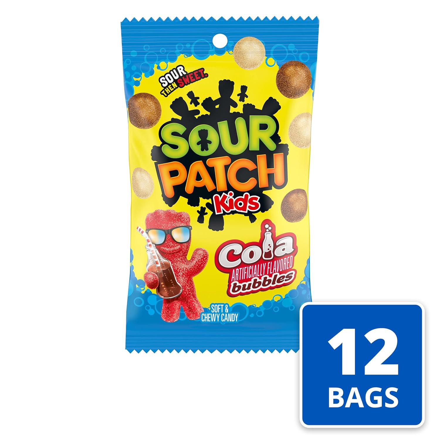 SOUR PATCH KIDS Cola Flavored Bubbles Soft & Chewy Candy, 12-8.02 oz Bags