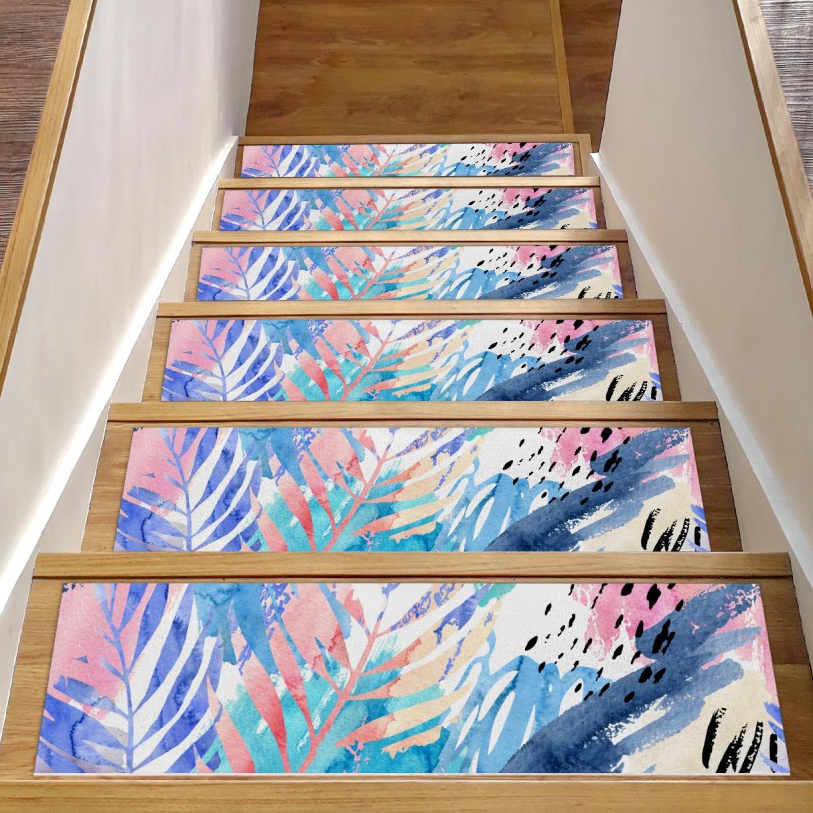 Tapis d'escalier antidérapants premium 15 marches bois scandinaves
