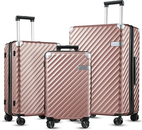 LUGGEX Equipaje de carcasa dura expandible con ruedas giratorias maleta 100 de policarbonato - 4 esquinas de aluminio para viajes sin complicaciones