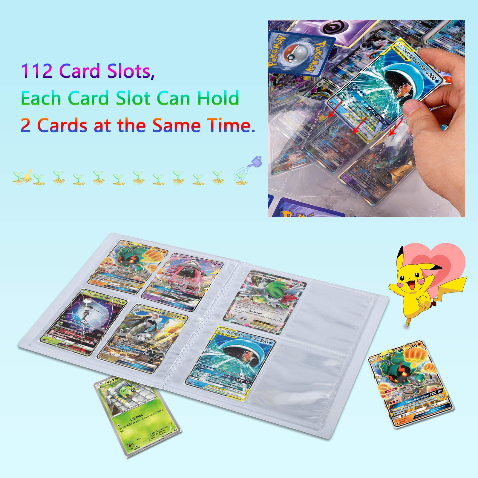 EKKONG Pokemon Cards Holder Album, Pokemon Binder for cards Trading Cards Album Pokemon Cards GX