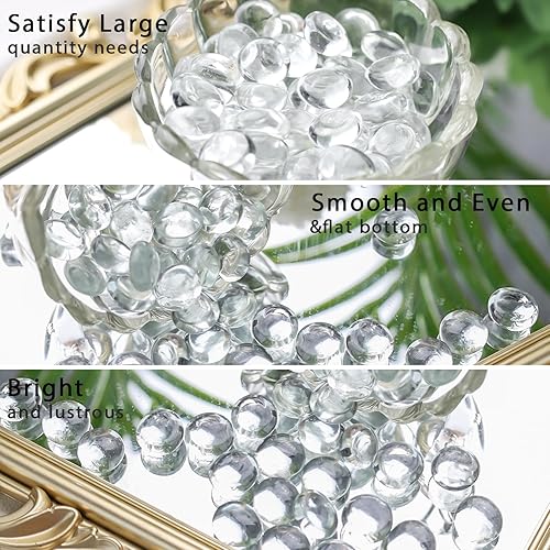 Miniatura 3 de DomeStar 80 unidades de mármoles de vidrio plano transparente, rocas de acuario de 0.5 pulgadas, piedras de grava a granel, piedras decorativas para