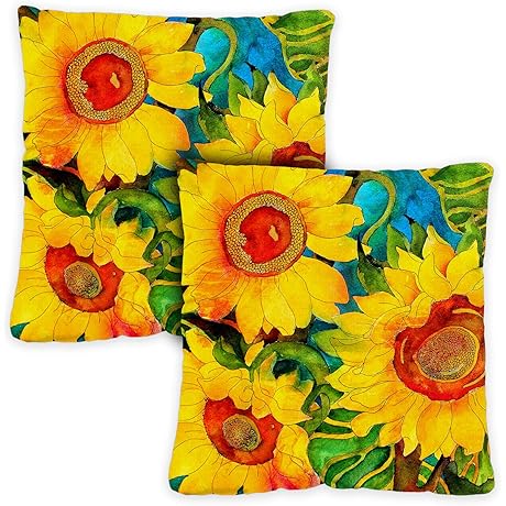 Toland Home Garden Sunny Sunflowers Fall Pillow Covers 18x18