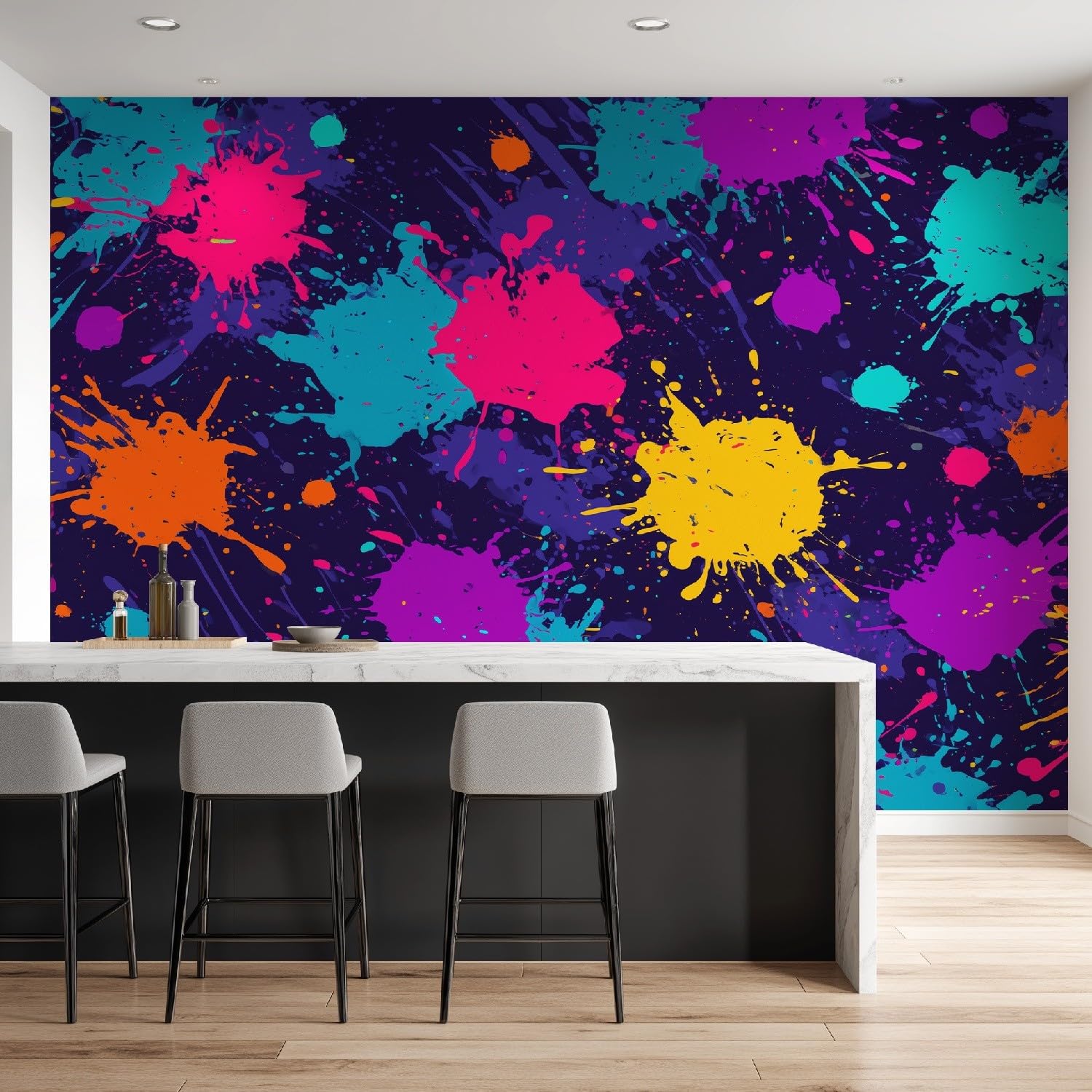 Ulica Graffiti Minimalistyczny Kreskówka Mural Ścienny Kolorowy Rozprysk Farby Tapeta, Naklejki Ścienne Wystrój Domu Tv Tło Duża Sztuka Tapeta Malarstwo Plakaty Dekoracja 400 x 280 cm