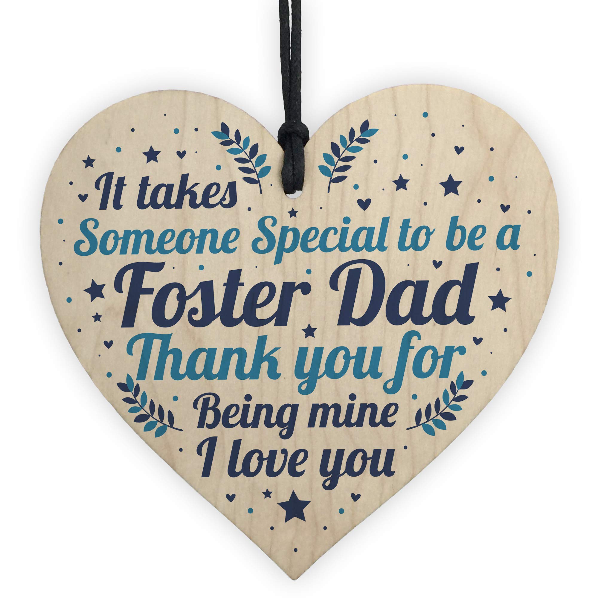 Red Ocean Christmas Gifts For Dad Thank You Wooden Heart Foster Dad Father And Daughter Son Gifts