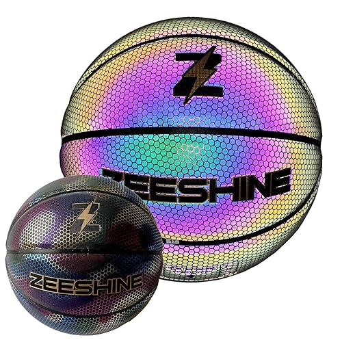 ZEESHINE HyperGlow Holographic Basketball – Ultra-Reflective Glow in Dark, Cool