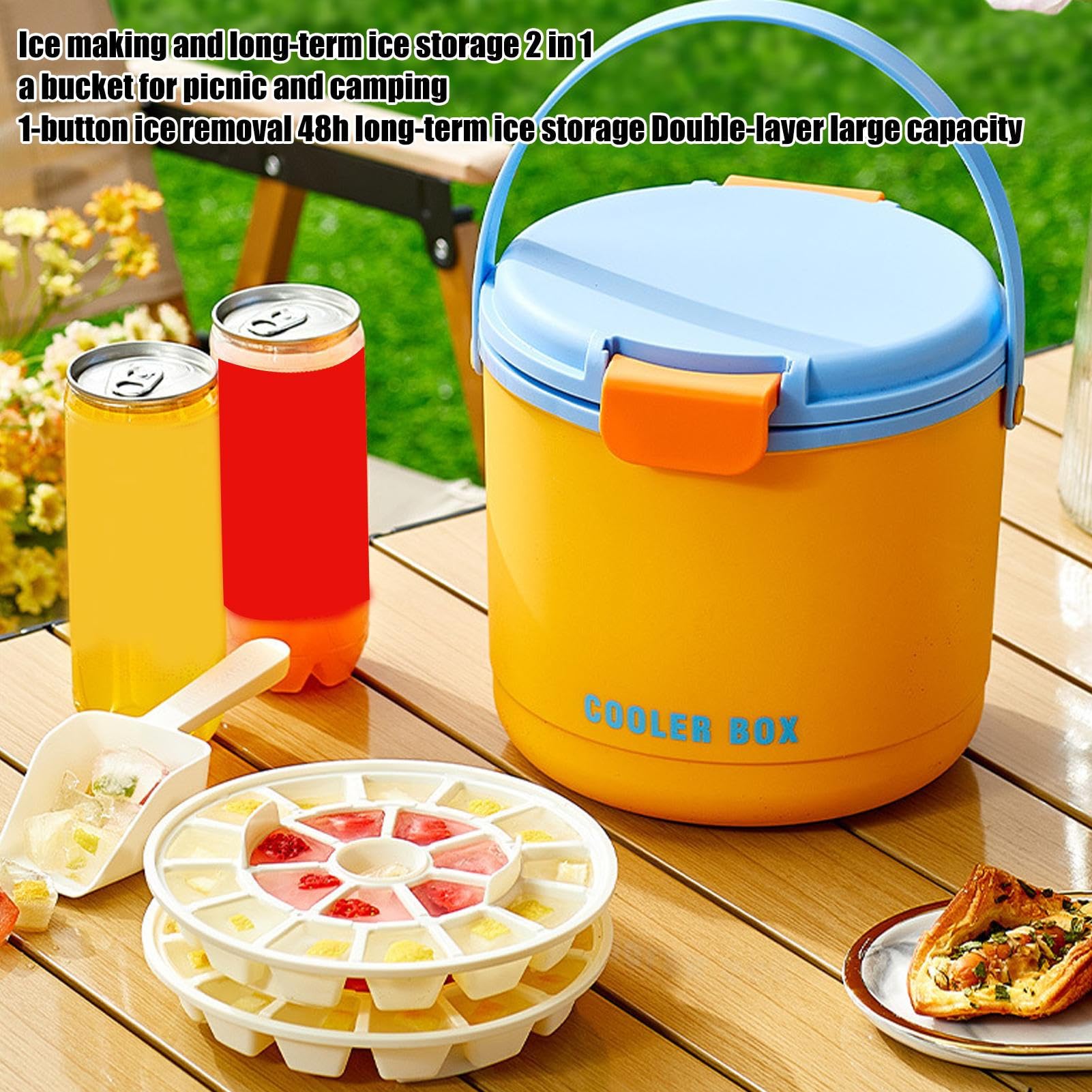 Bucket Ice - Cooler isolato con coperchio | Bottiglie di birra Chiller bucket | Accessorio refrigerante | Camping Beverage Refeshner | Bere accessori più freddi per picnic, barbecue all'aperto
