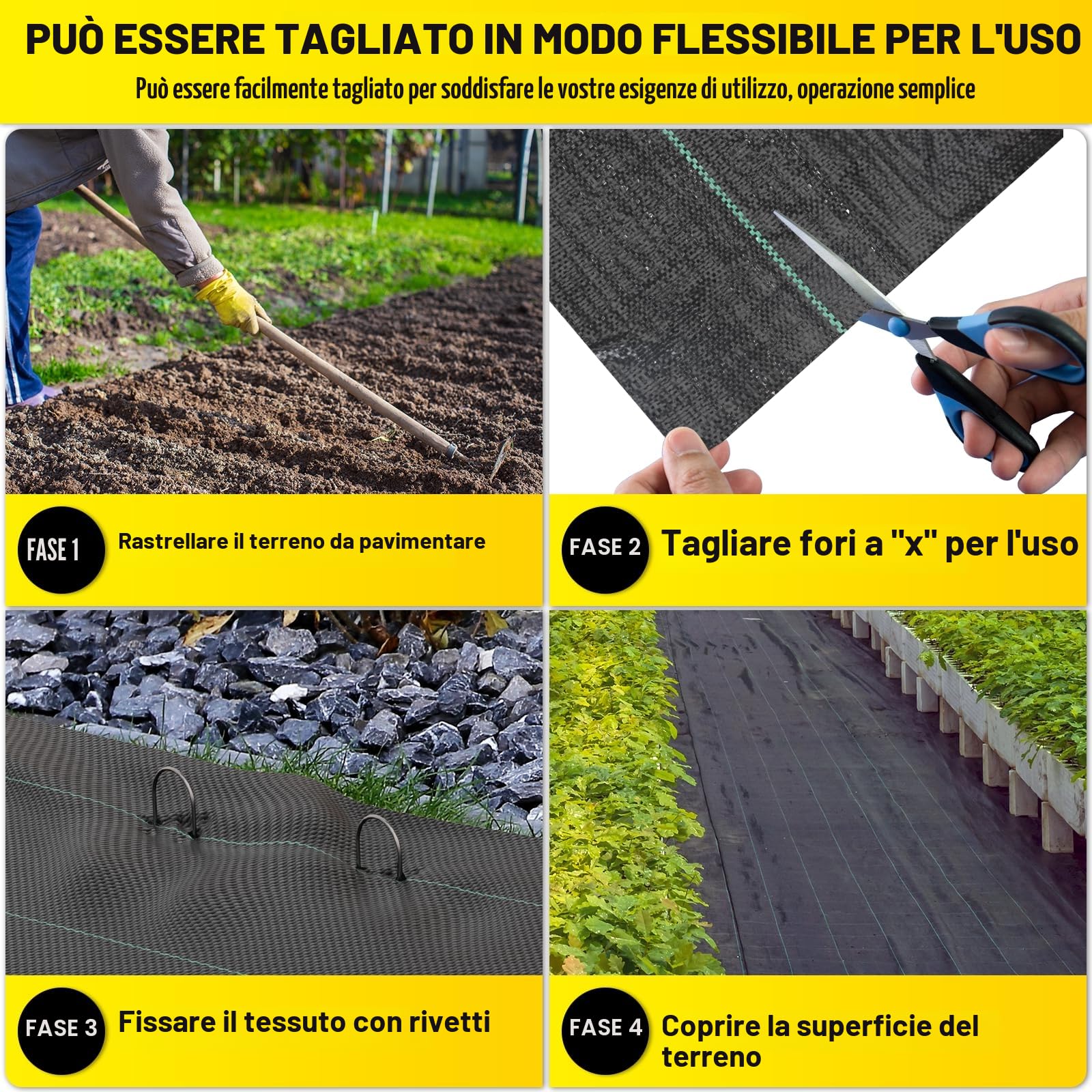VELPAX Telo Pacciamatura,2 x 100 m, Nera per Il Controllo delle Erbe infestanti 100 Gr/mq,Tessuti permeabili per Giardini e orti