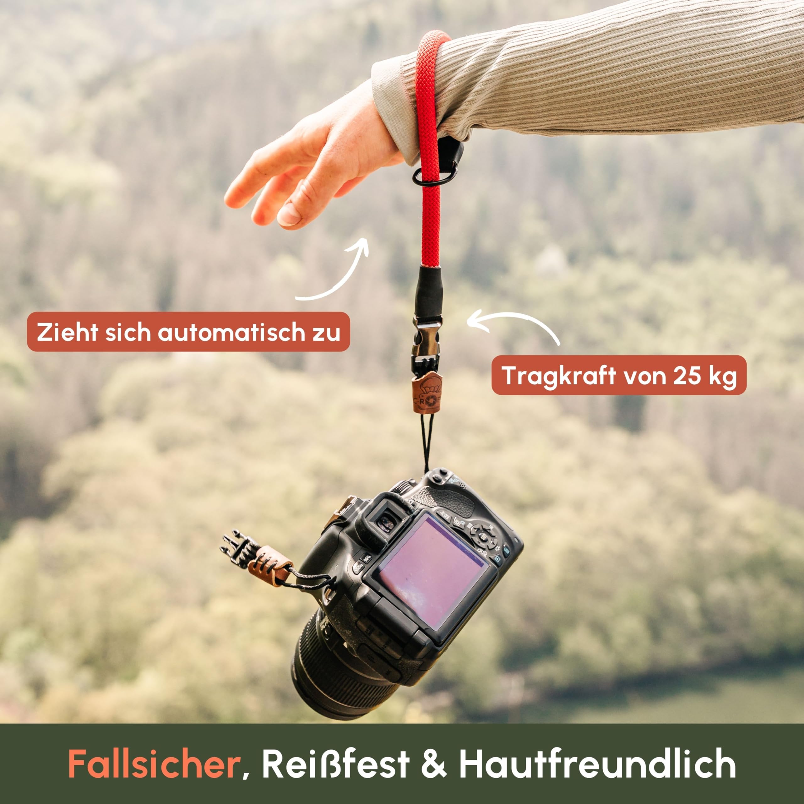 SMALLRIG Universal Camera Polsband, Vintage Lederen Camera Handriem