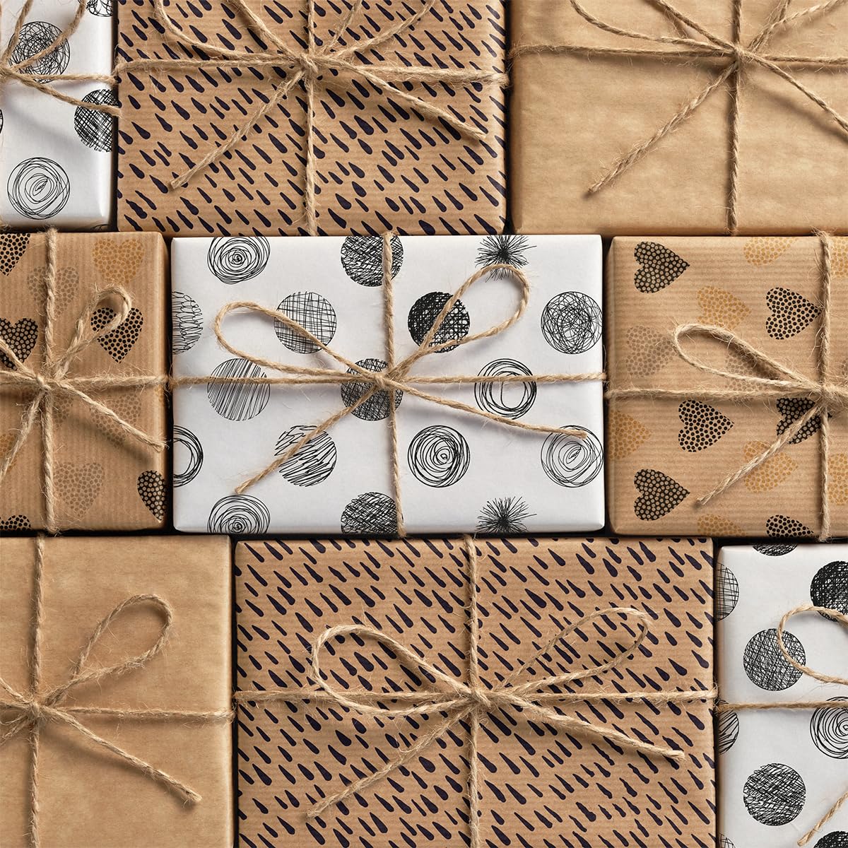 PAW - Papel de regalo 200x70cm - 5 rollos | Mezcla de 5 diseños | Elegante Papel Para Envolver Regalos para Cumpleaños, Bodas, Baby Showers, Fiestas y Regalos - Cuidamos la naturaleza