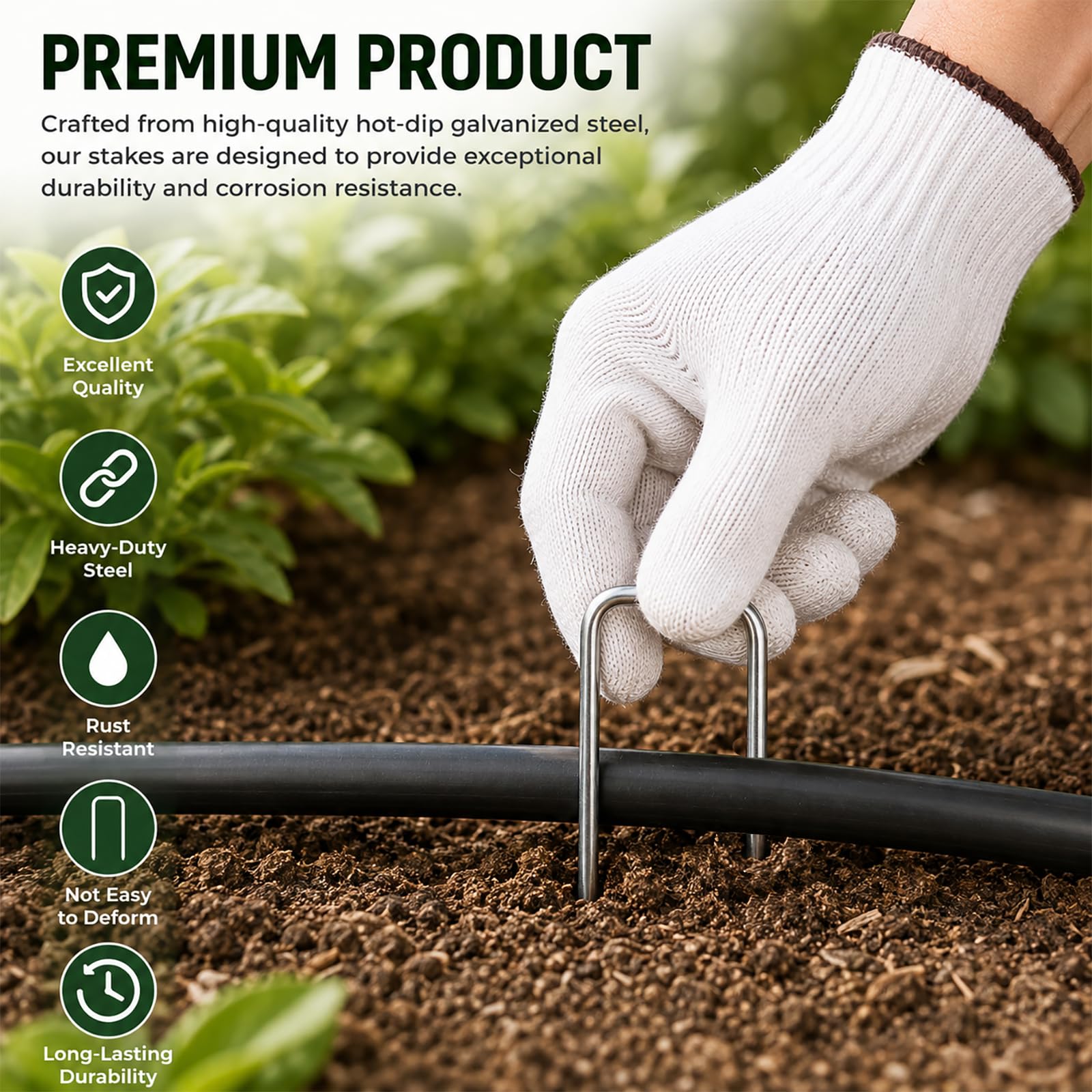 FEED GARDEN Lot de 50 piquets de Jardin galvanisés de 15,2 cm, agrafes de Tissu paysager, épingles de Paysage Robustes