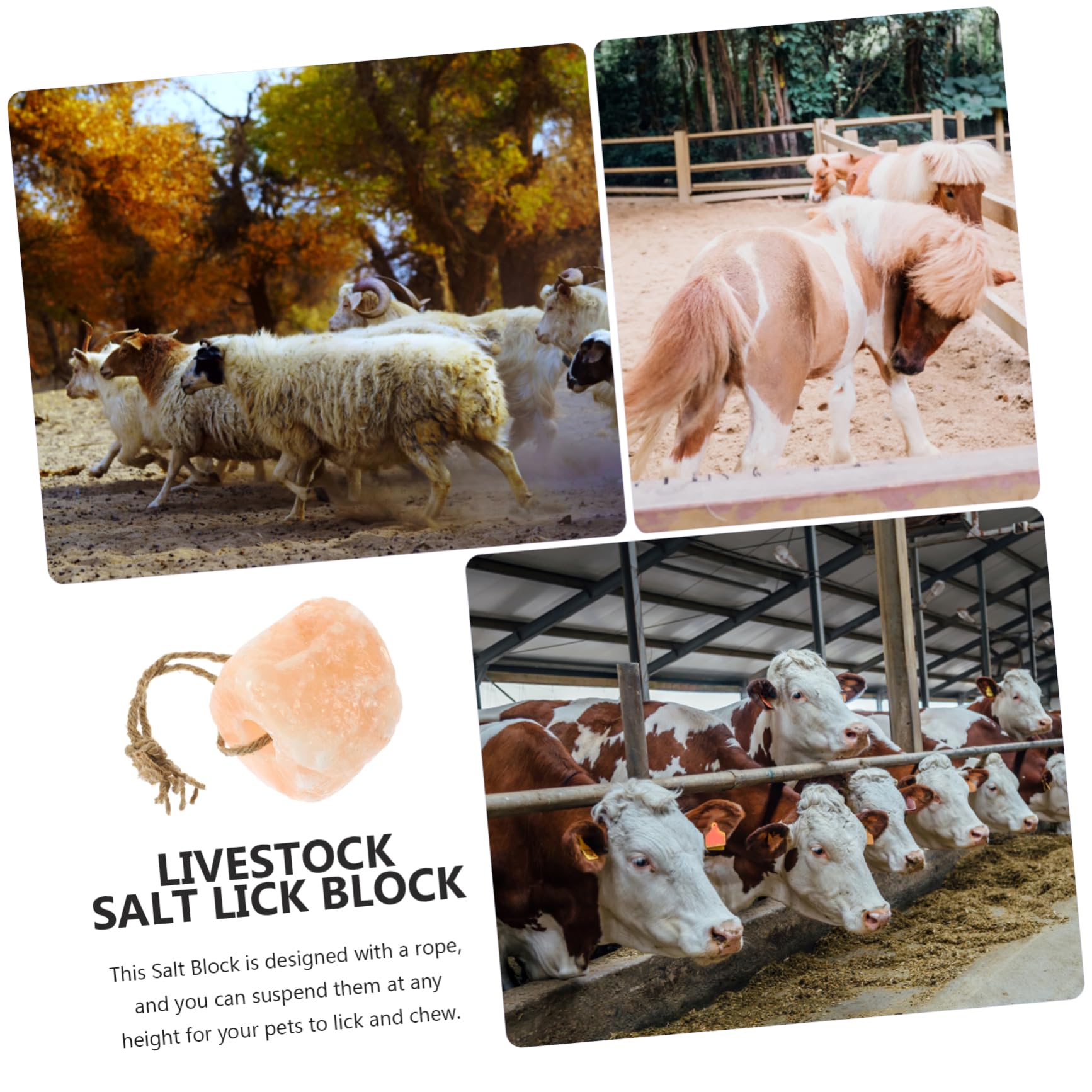Milisten Bloque De Mineral Para Ganado Bloque Para Lamer Para Ganado Colgante Para Caballos Vacas y Ovejas Granjas