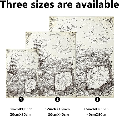 Miniatura 6 de 1 Piece Vintage Nautical Treasure Map Canvas Prints Wall Art 8 * 12, Retro Ship Vertical Wall Art for Living Room Bedroom, Big Small Cool Routes