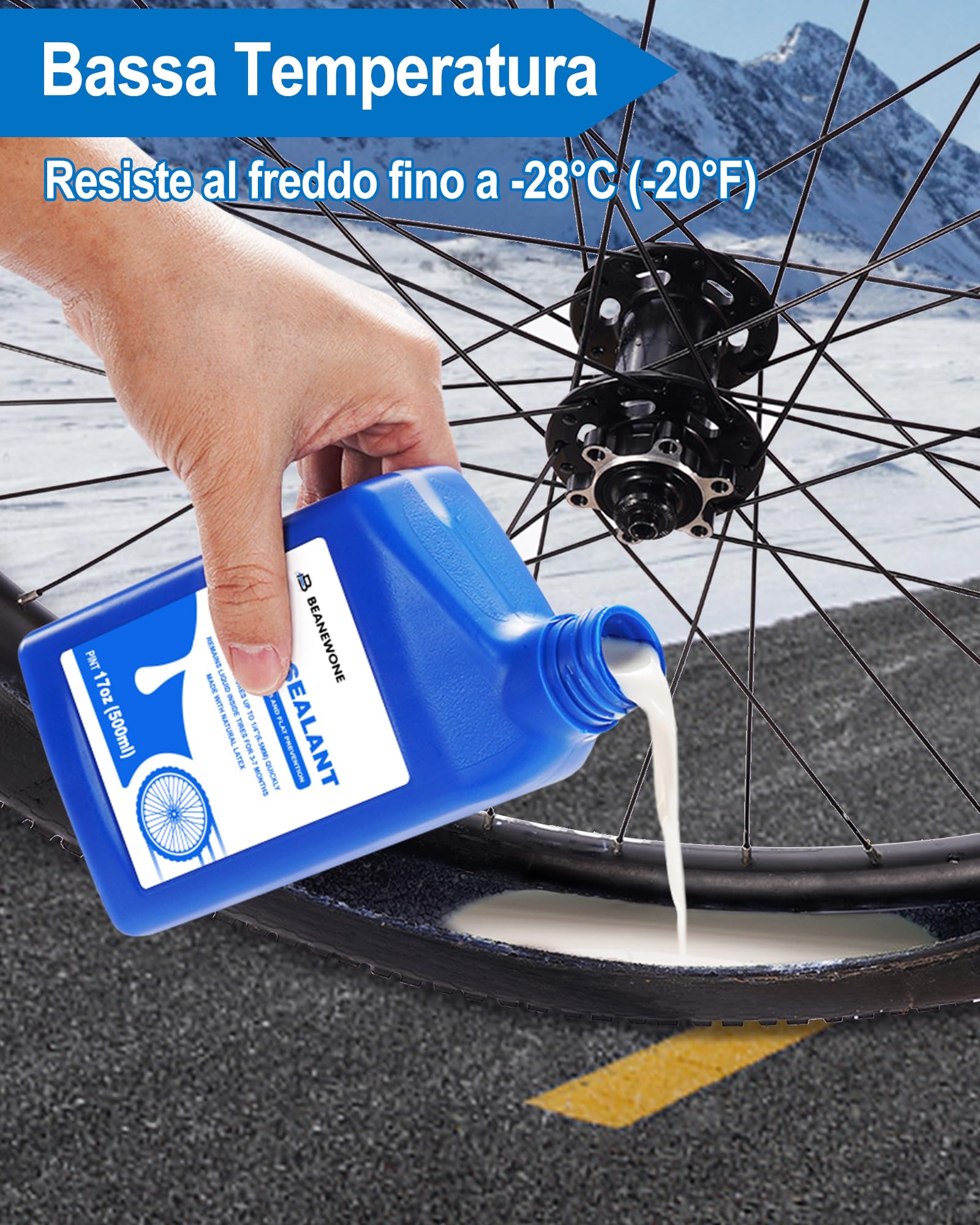 Beanewone Lattice per Tubeless MTB, 500ml Liquido Tubeless MTB per Pneumatici MTB, Strada, CX e Gravel Bike