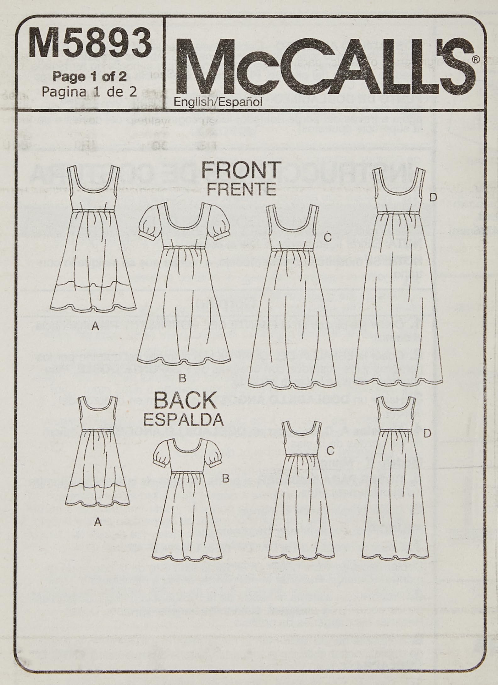 McCall's Patterns M5893 - Patrones De Costura Para Vestidos De Mujer (4, image size:1584x2180