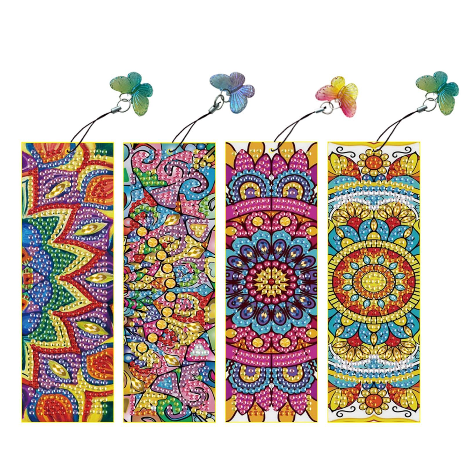 ARTopet 4Pcs DIY Diamond Art Painting Bookmarks with Colorful Butterfly Pendant Bookmark Ornament Single Sided Diamond Book Marker Clip Lovers Gifts