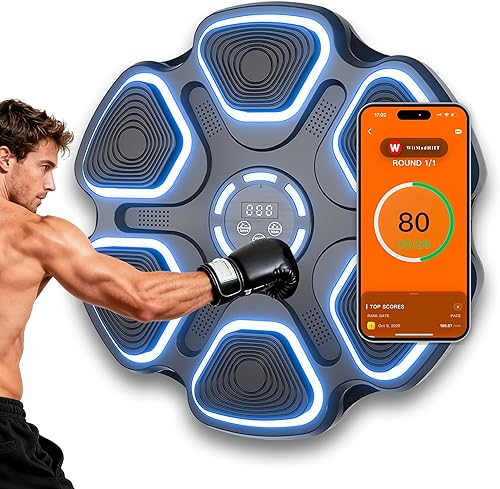Máquina de boxeo musical 2025 para niños y adultos - Máquina de perforación de música Bluetooth juguete montado en la pared con guantes, 11 modos, 9