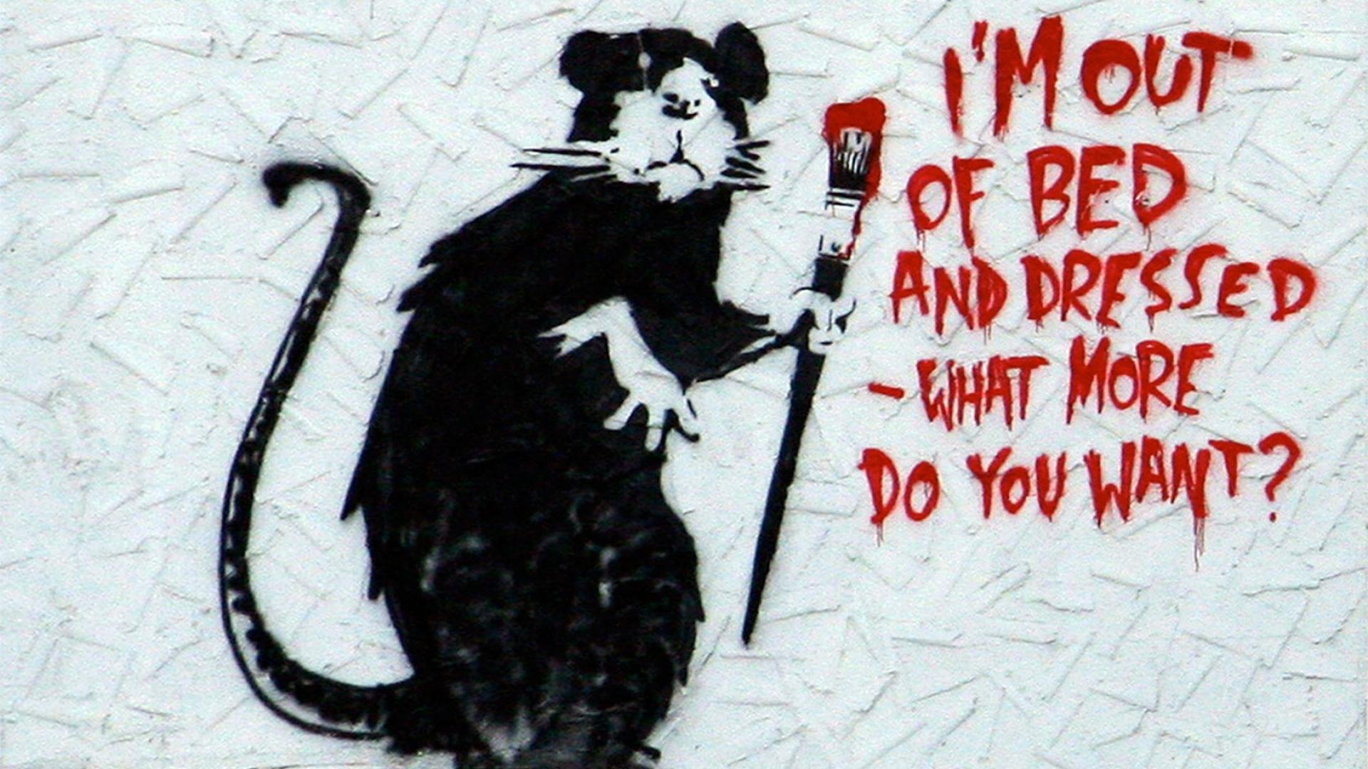 Stukk Poster Art Print Banksy Out of Bed Rat - A5 (148 x 210mm)