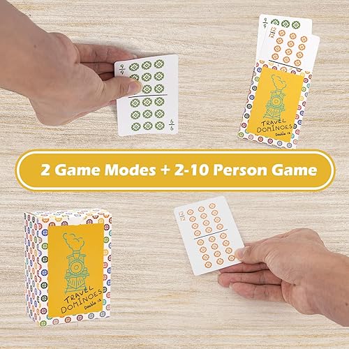 Miniatura 4 de Tren mexicano, mini juego de dominó 105 cartas+1 instrucción+1 hoja de puntuación, juego de dominó doble 12 y doble 9, 2-10 jugadores, dominó de