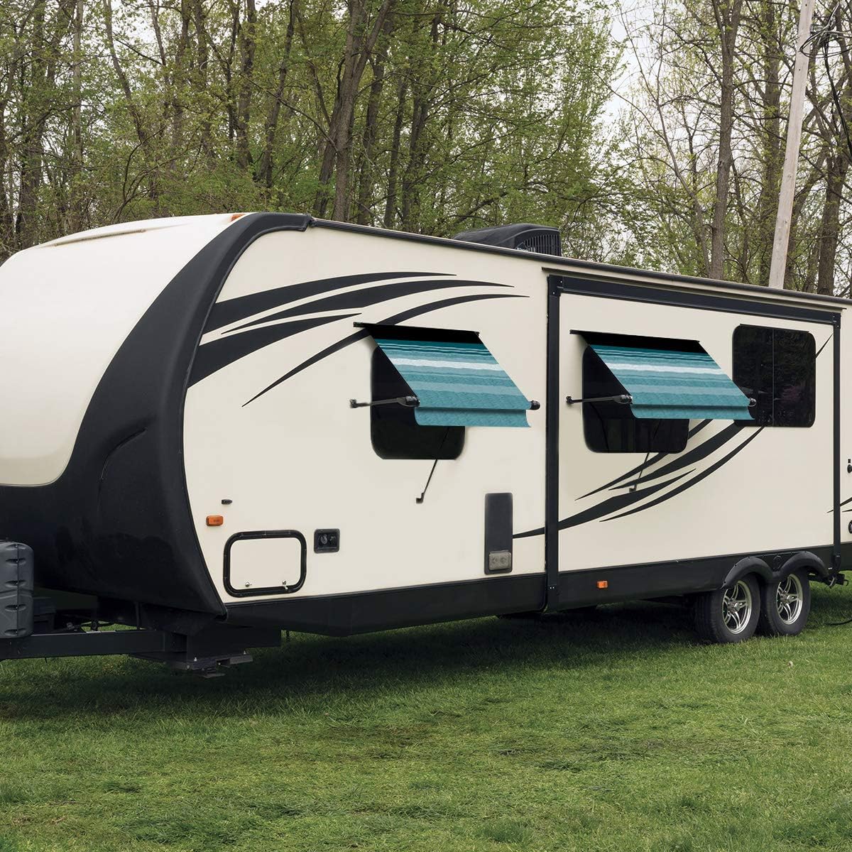 Carefree IP0508C62/IAJV01 Teal Dune Stripe 5' RV Window Awning