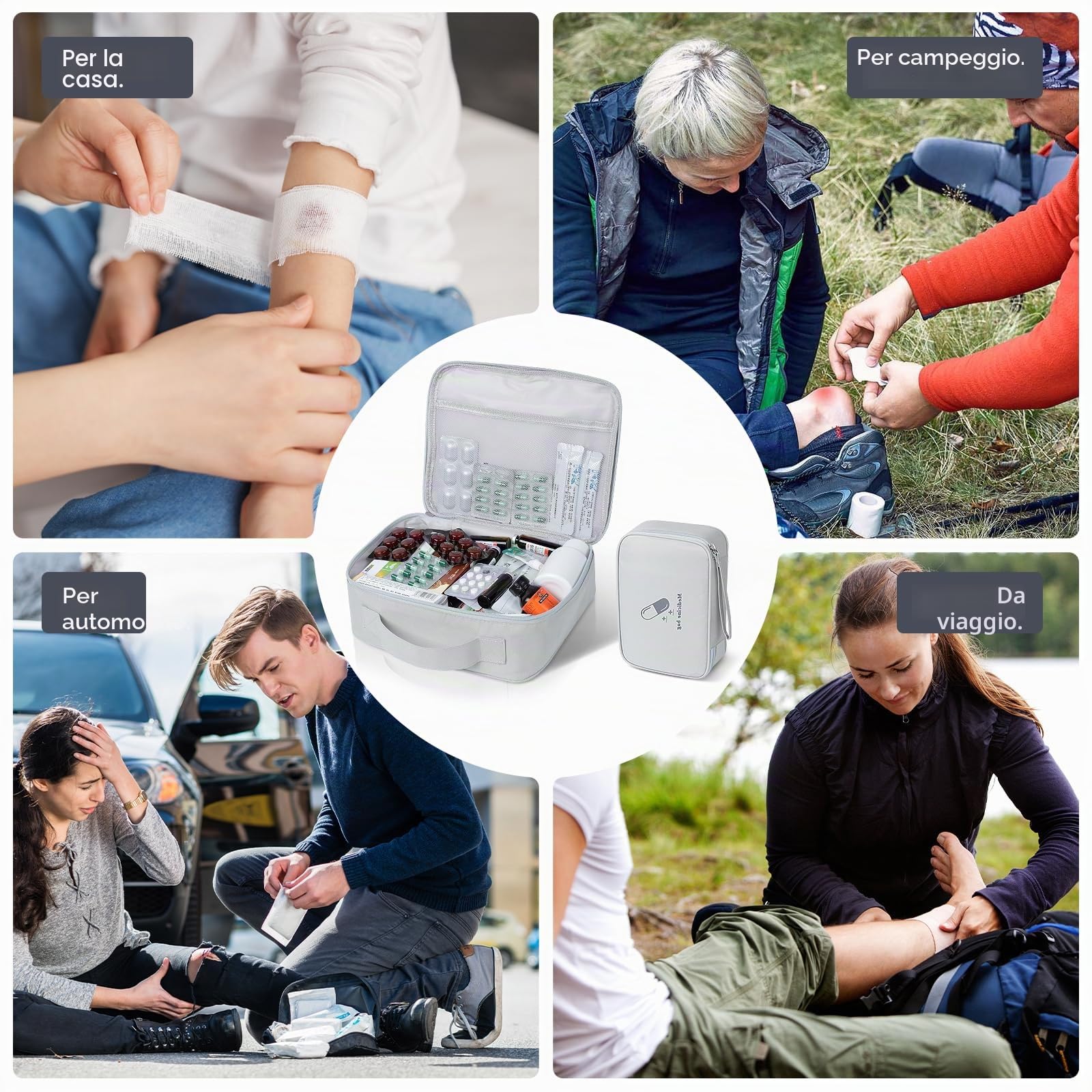 AiQInu Borsa Pronto Soccorso Viaggio, 2 Pezzi Impermeabile Kit di Pronto Soccorso Vuota, Alta Capacità Borsa Medica Portatile Sportiva, Kit Medico Vuota per Viaggio Ufficio Casa All'aperto