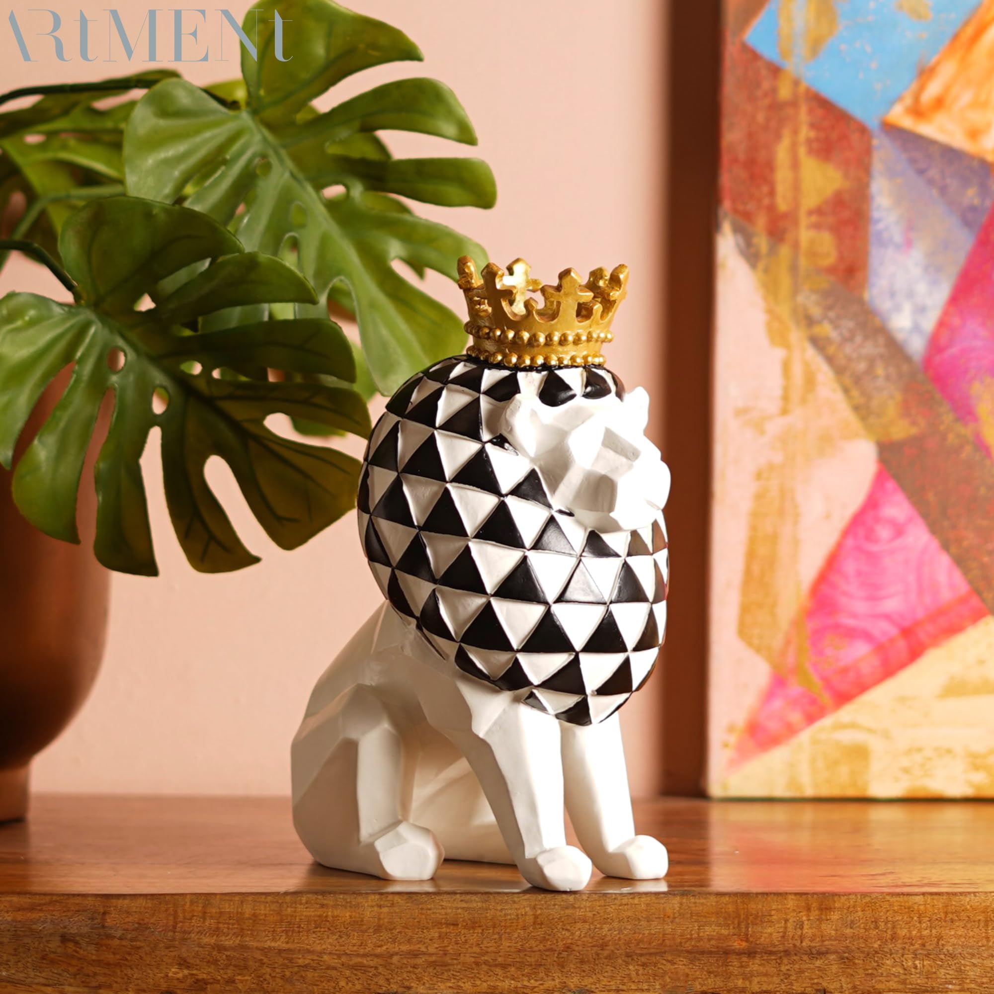 The Artment your artistic apartment White Lion in Resin Showpiece Figurine for Table Top, Living Room, Office/Home Decor