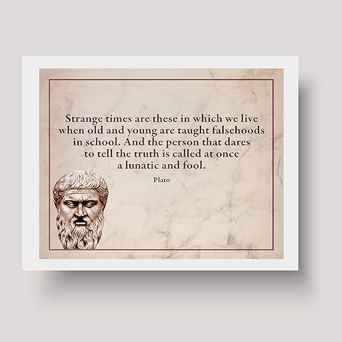 Miniatura 7 de Plato Quotes Inspirational Quotes Wall Decor, Strange Times" Typographic Inspirational Wall Art Print, Ideal Wall Decor for Home Wall Art, Office
