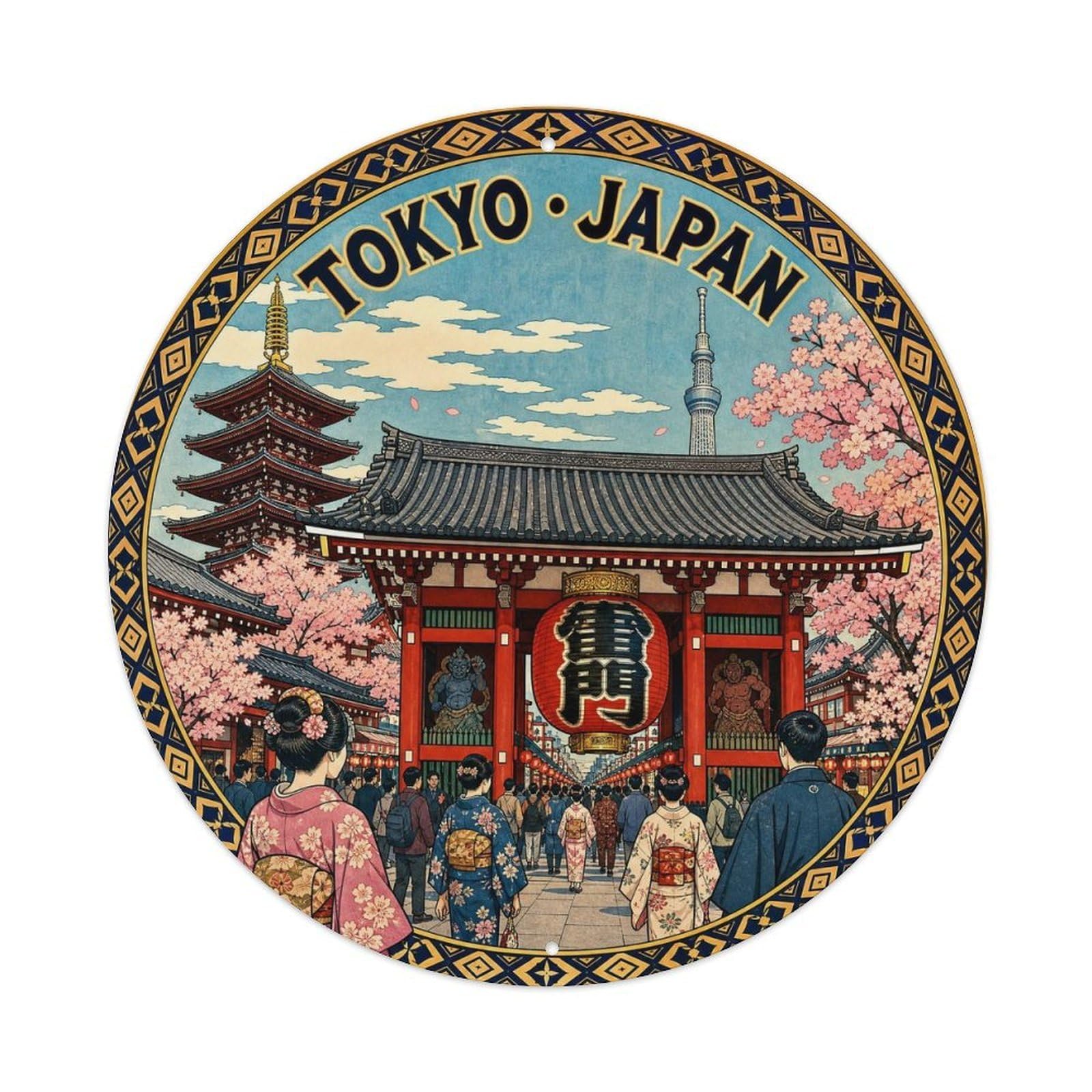 Olhnbad Style Tokyo Asakusa Sensoji Thunder Gate Japanese Heritage Metal Tin Sign