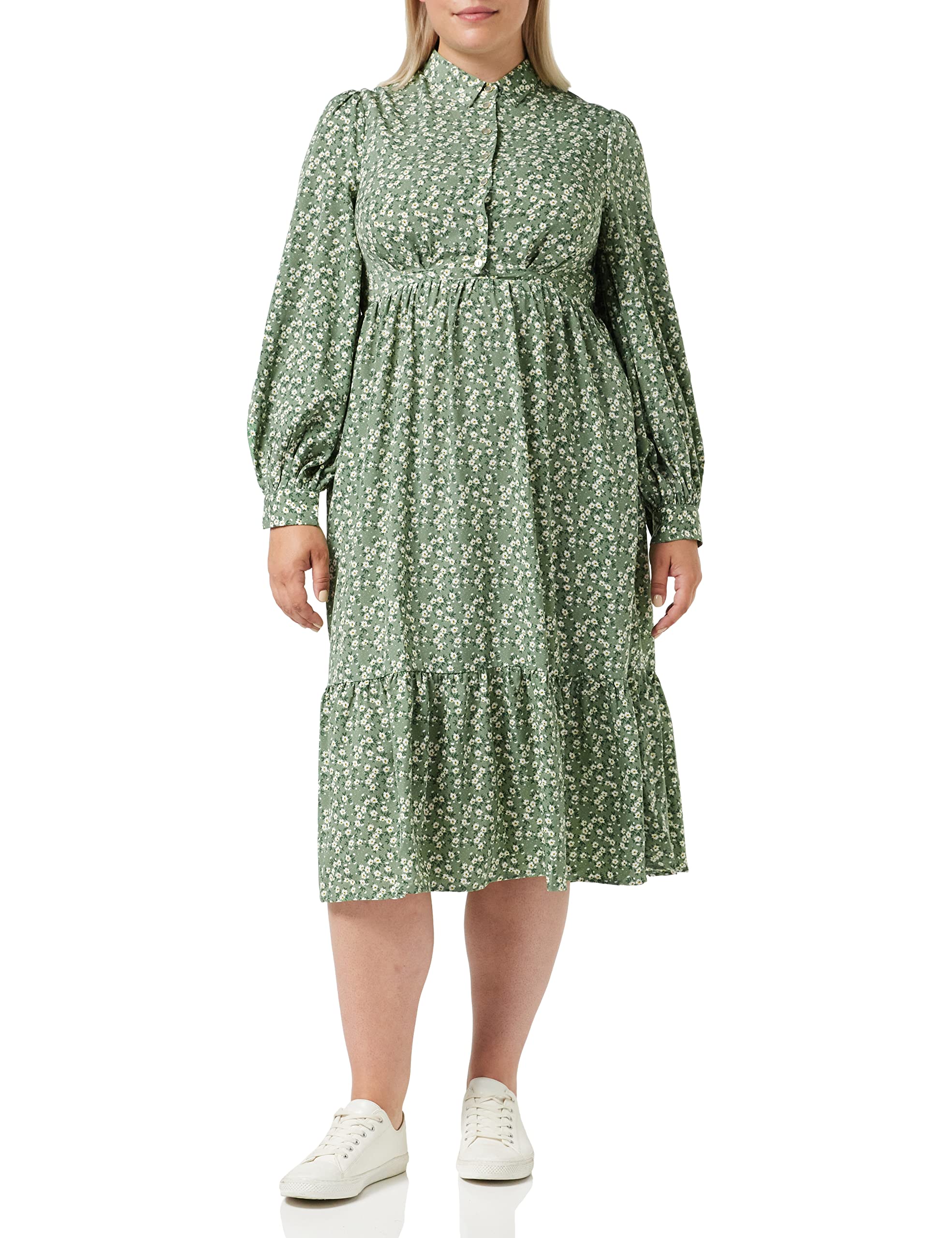 Louche Nathalia mini Dress in Double Daisy Print, Green, Size 8