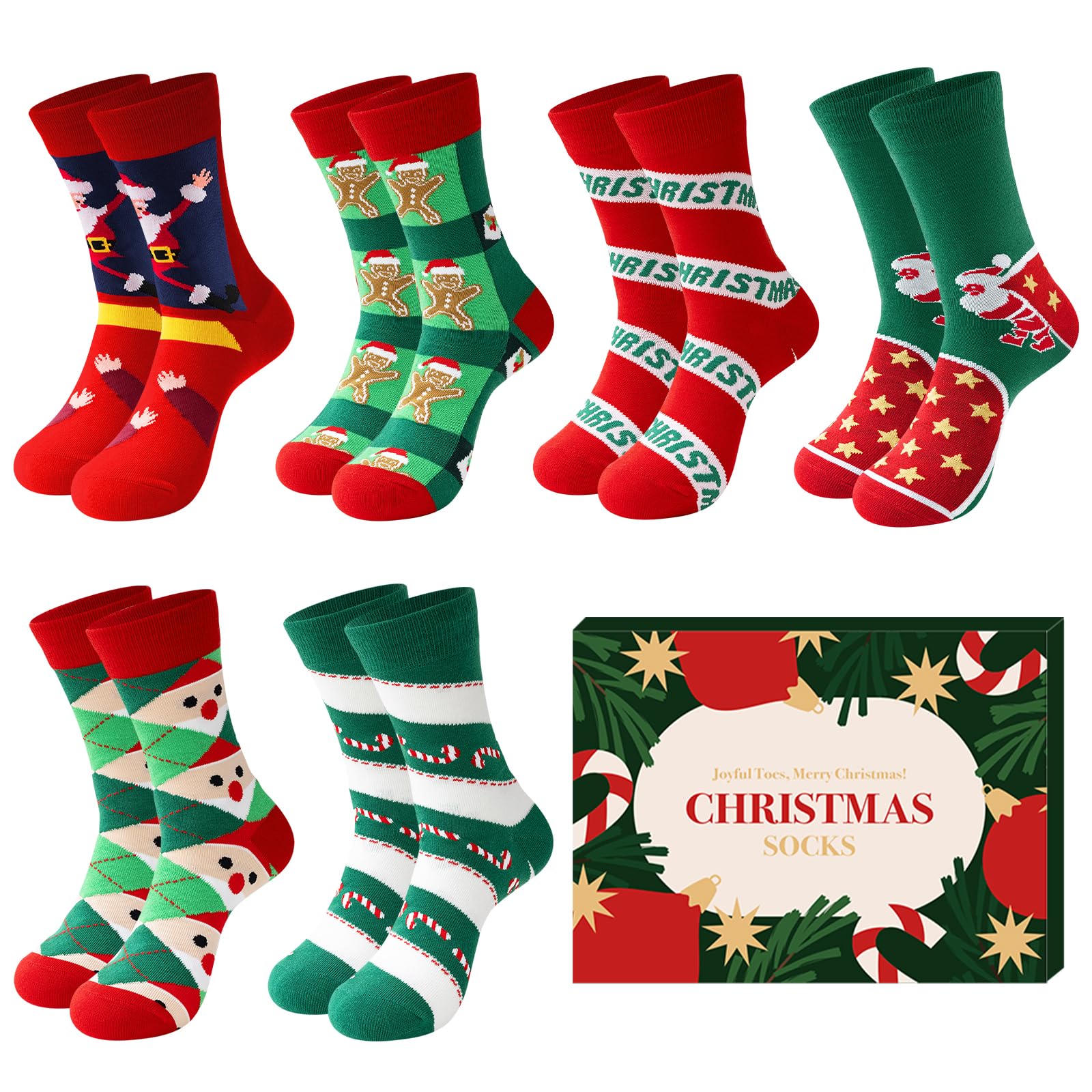 Lot De 6 Paires De Chaussettes De Noël Fantaisie Mi-mollet - Motifs Père Noël, Bonhomme De Neige - Taille 37-44, Unisexe - Cadeau Idéal