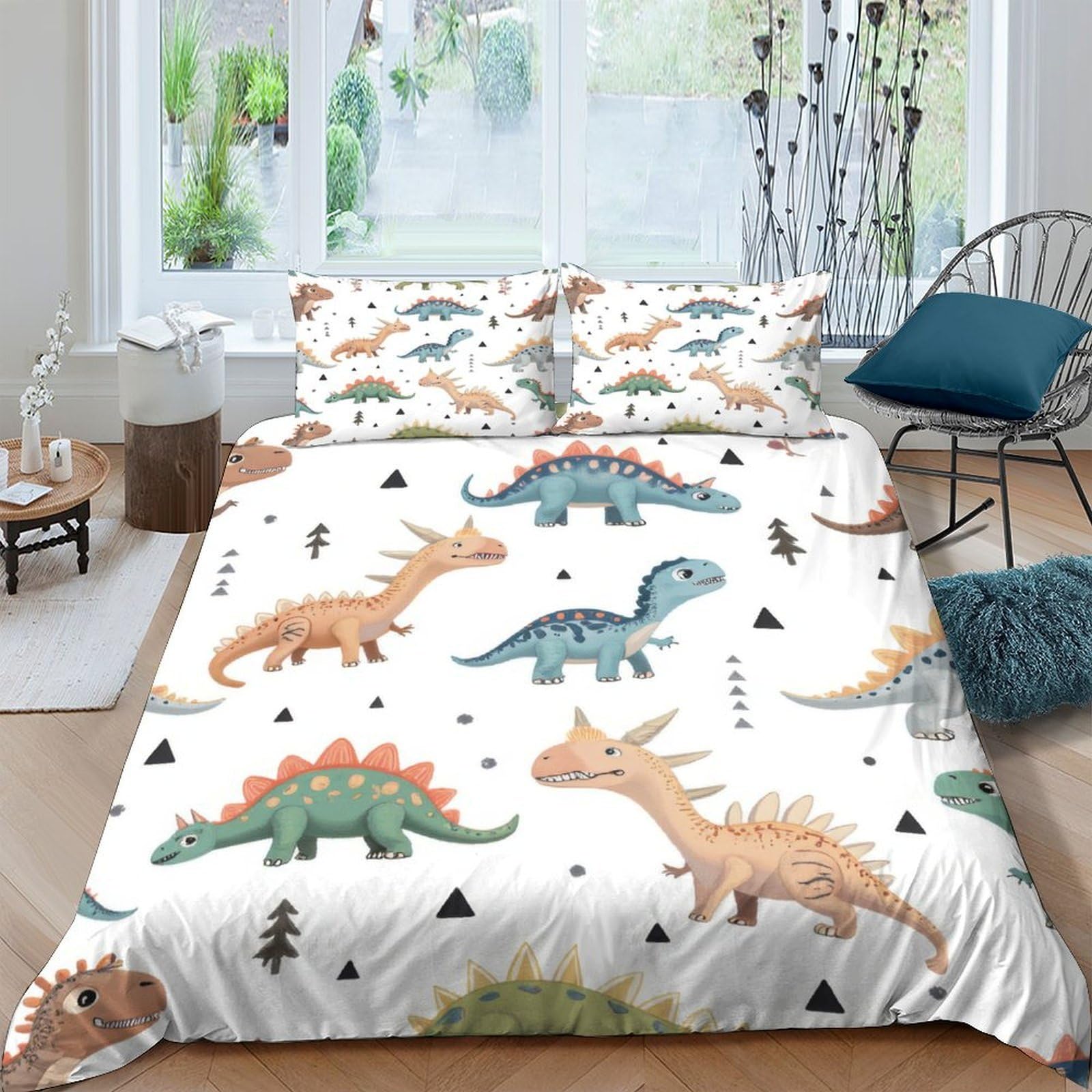 XFKLYNVCJ 3D Printed Dinosaurs kids Comforter Cover Microfiber Cartoon baby dinosaur Quilt Cover Fade Resistant No Iron for Young Adults Rental Flat Teen Bedroom Daily Use King（220x240cm）