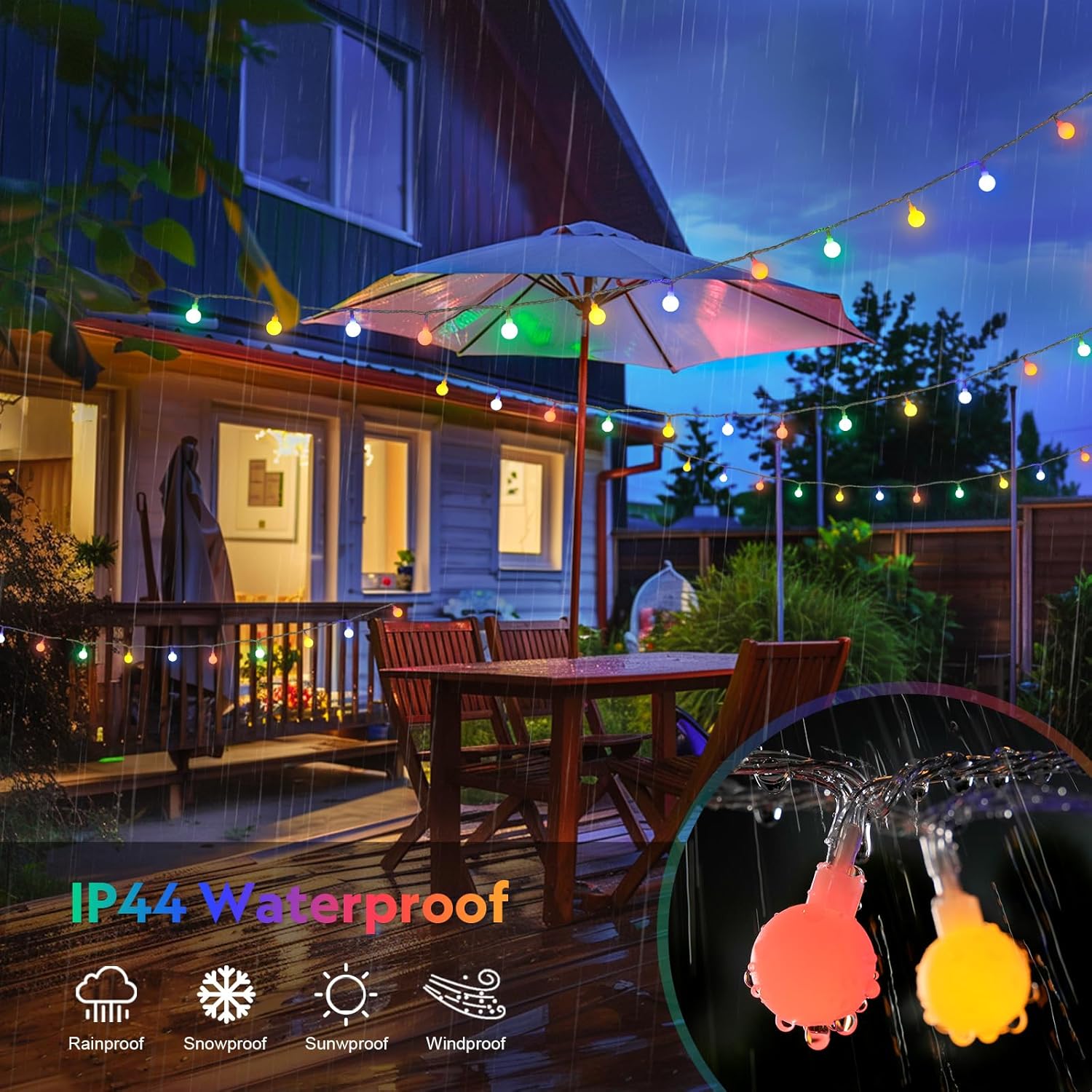 100 LED Christmas Lights Outdoor Waterproof, 43ft Globe Fairy Lights Plug in Indoor with Remote, Multicolor String Light for Patio Garden Christmas Decor