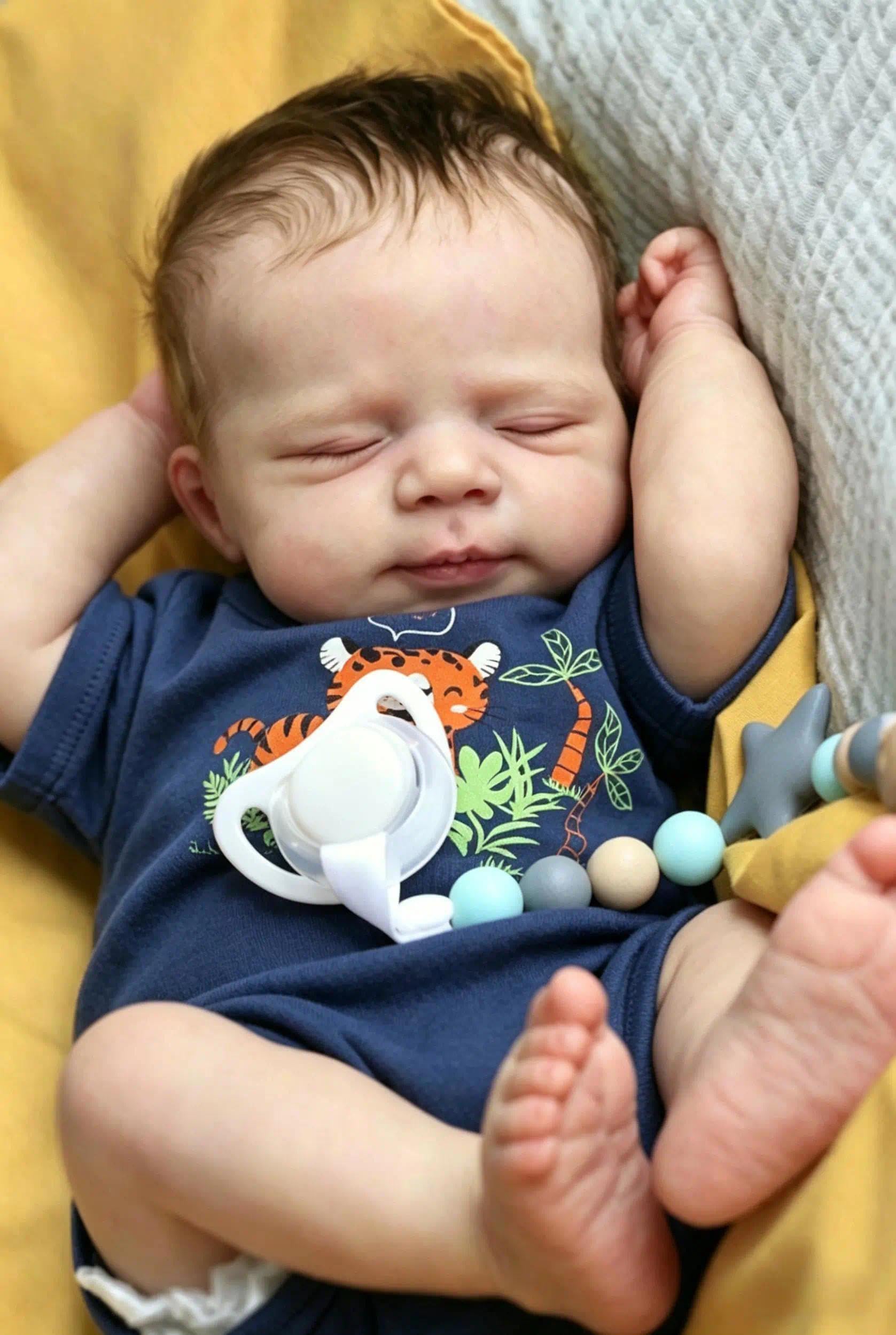 Zero pam Reborn Baby Puppe Junge, 50CM Reborn Baby Vollvinyl Lebensecht Jungen, Realistische Babypuppen Mit Haar, Lebensecht Neugeborenes Babypuppen Wie Echt Babies Für Kinder 3+