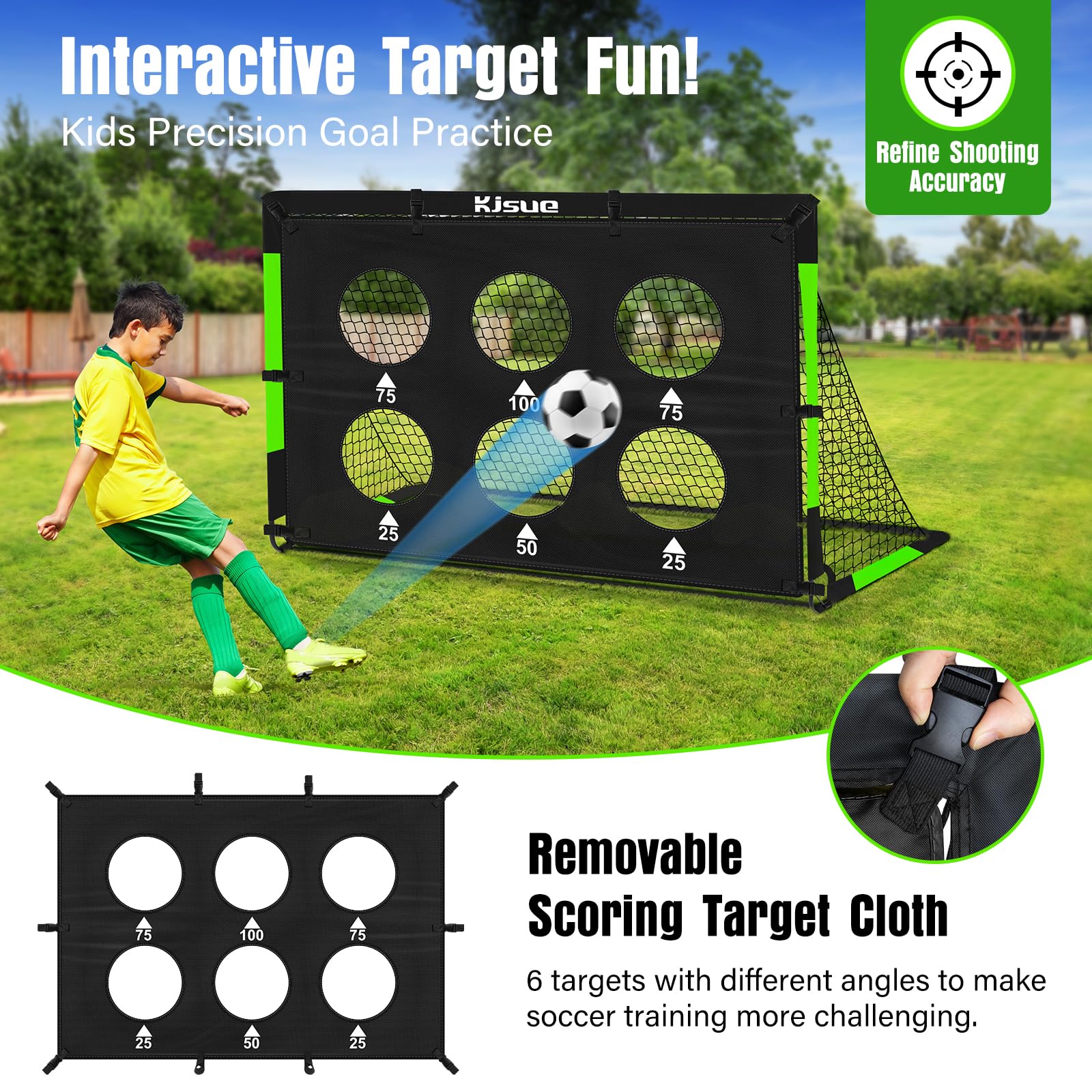 1 paquete de porterías de fútbol de 6 x 4, 6 objetivos, color verde