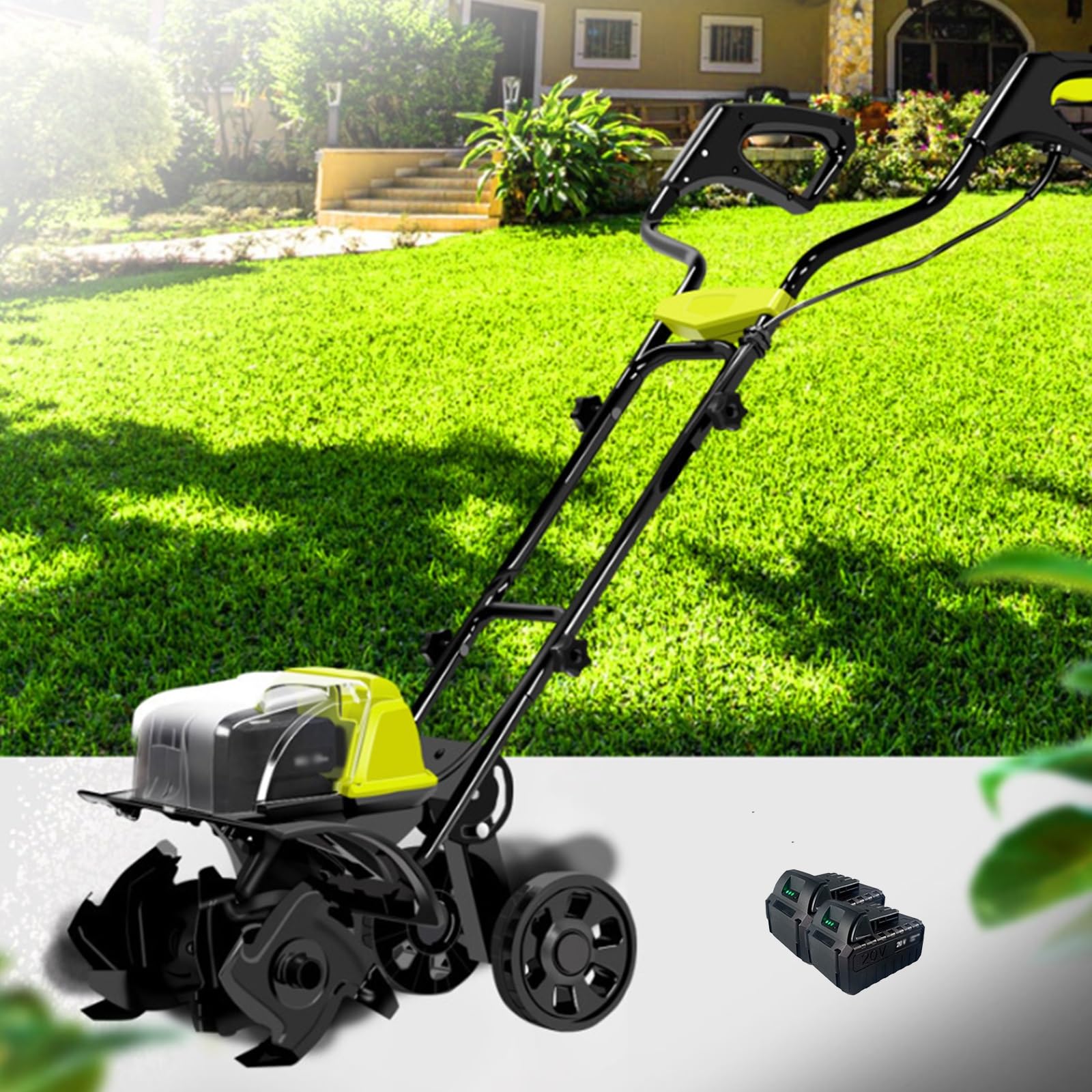 Motocoltivatore Elettrico Senza Fili, Motocoltivatore da Giardino, Batteria A Lunga Durata, Motore Brushless, Potente Coltivatore del Terreno per Prato, Frutteto E Orto