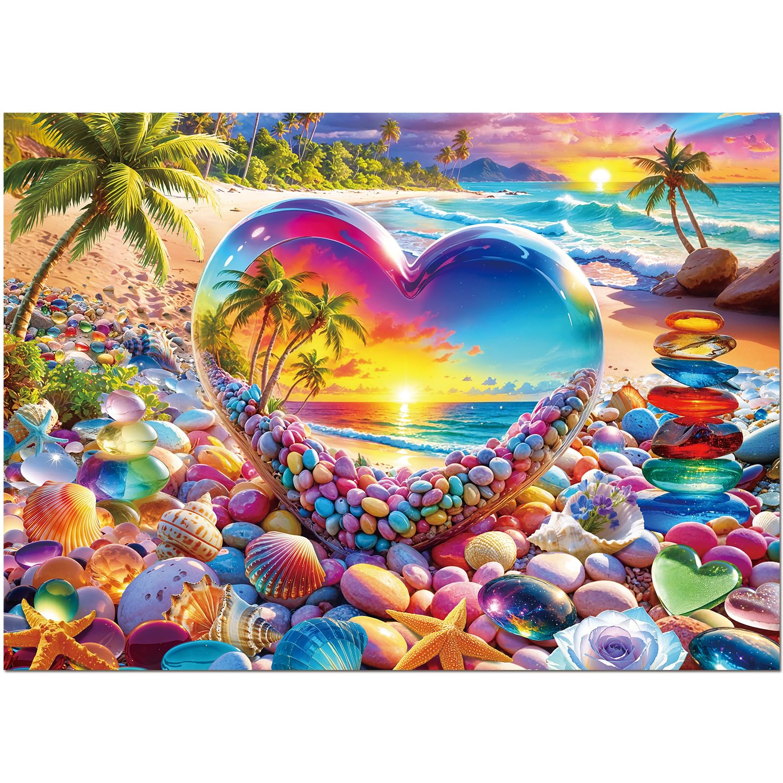 Yokachi 1000 Piece Puzzle for Adults, Difficult and Fun Adult Jigsaw Puzzles 1000 Pieces, Beach Sunset (27.5 x 19.7 Inch)