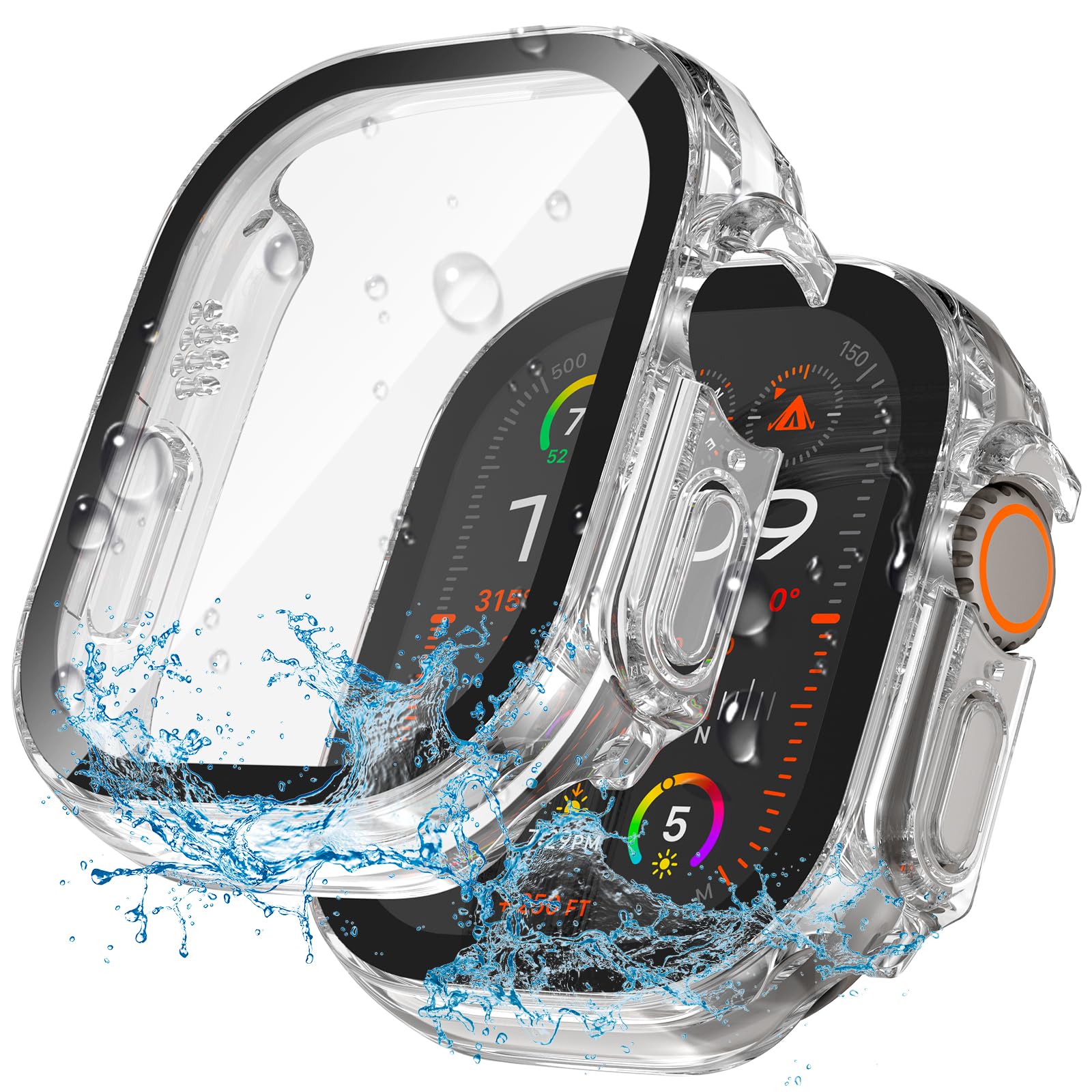 YIJDACASE 2 in 1 Waterproof Case for Apple Watch Screen Protector Ultra 1/2 Ultra 3(2025) 49mm with Tempered Glass [Overal Protective] Ultra-Thin PC