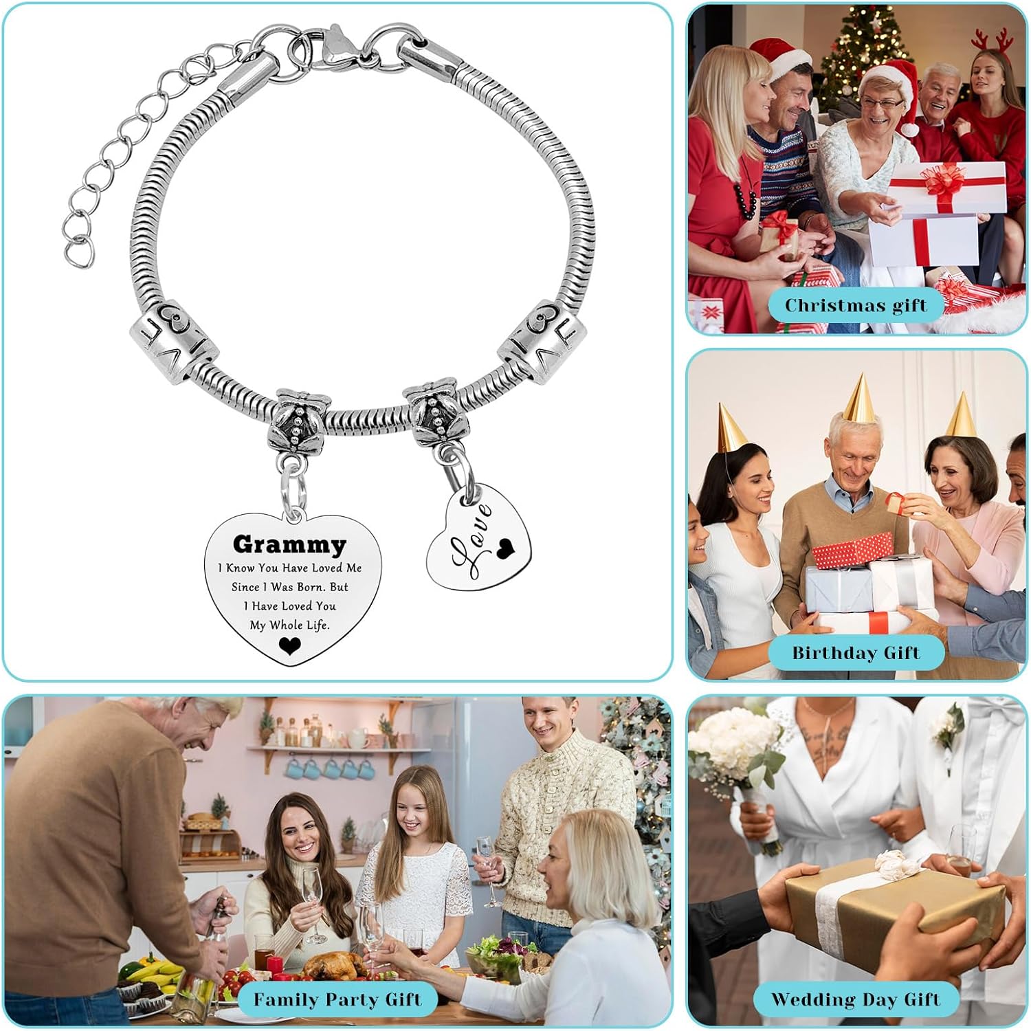 Mxrymvu Grandma Birthday Gifts Bracelet Thank You Grandma Gifts Mothers Day Gift for Grandmother Grammy Nana Jewelry - Image 7