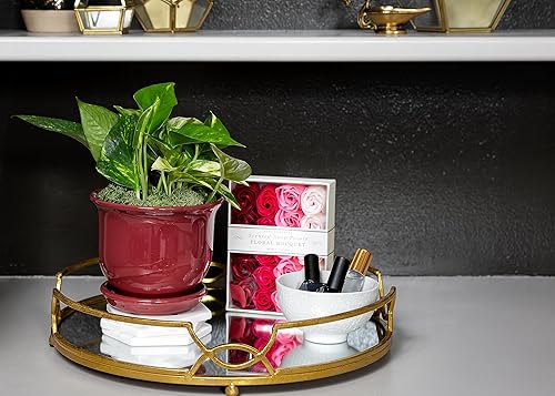 Miniatura 2 de Garden & Home Maceta de cerámica roja de 6 pulgadas para interiores con un platillo adjunto y agujero de drenaje para plantas de casa, hierbas,