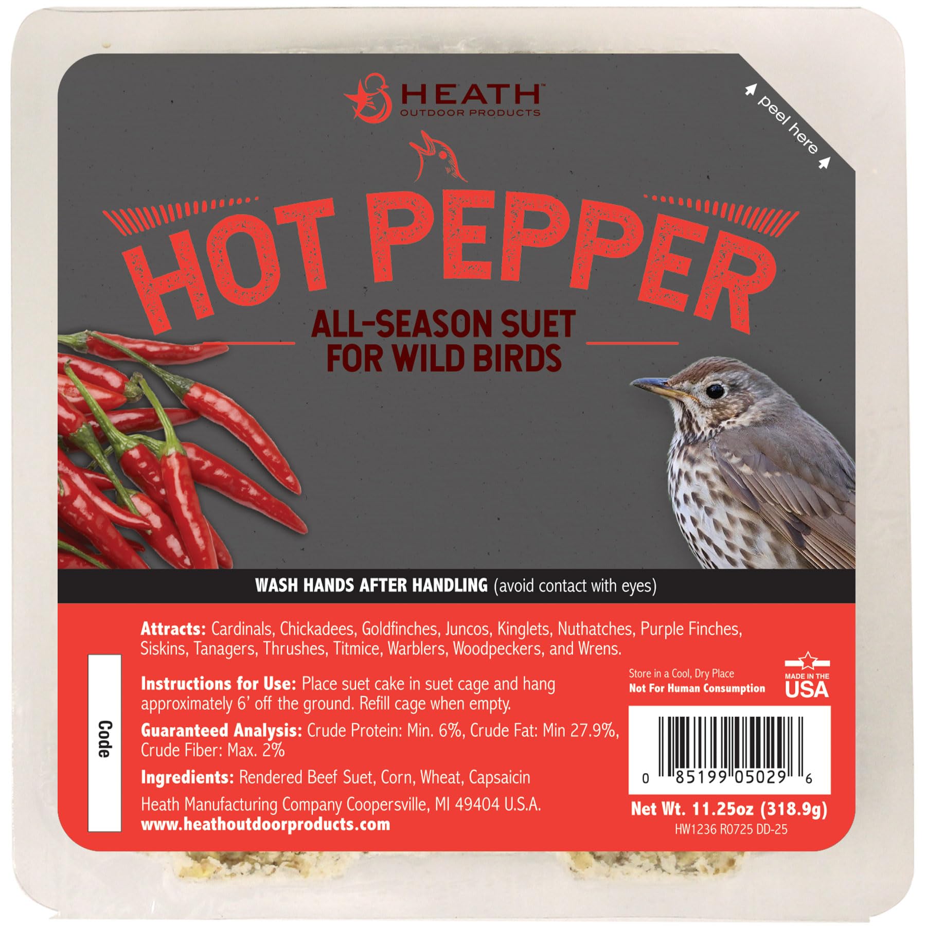 Heath Outdoor Products DD-25 Hot Pepper Suet Cake