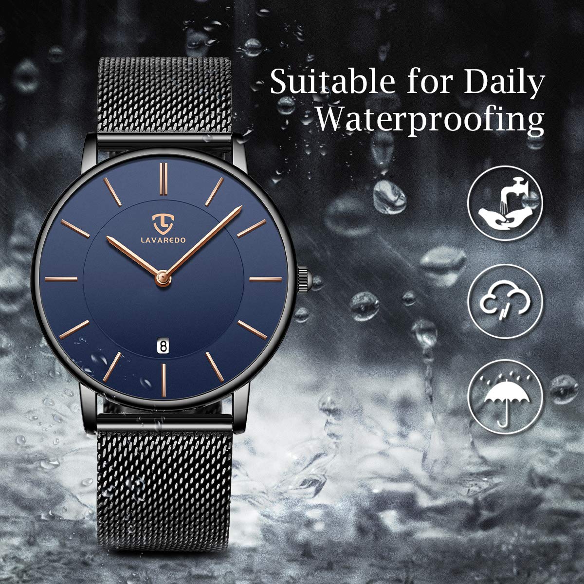 BEN NEVIS Watch, Mens Watch, Minimalist Fashion Simple Wrist Watch Analog Date with Stainless Steel Mesh Band