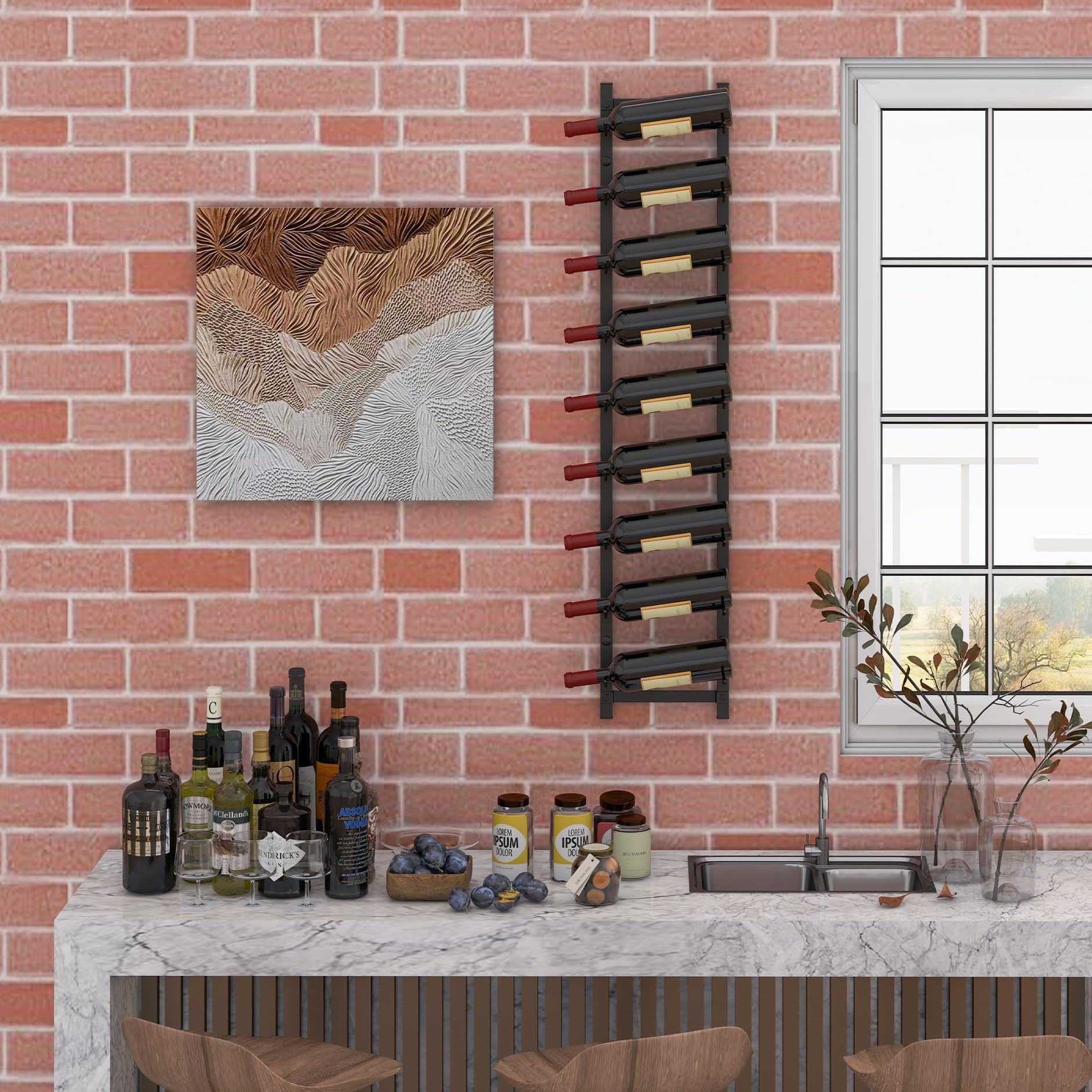 KOMFOTTEU Tavolino da vino con portabottiglie, 3 livelli, portabottiglie, scaffale per 18 bottiglie, con piedini regolabili, scaffale multiuso per cucina, soggiorno (bianco
