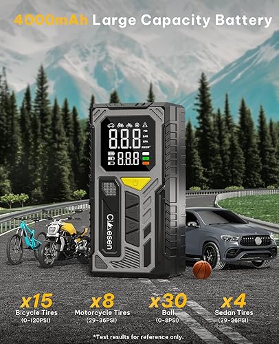 Miniatura 4 de Inflador de neumáticos, compresor de aire portátil, bomba de aire portátil inalámbrica de 150 psi para neumáticos de automóvil, inflado más rápido