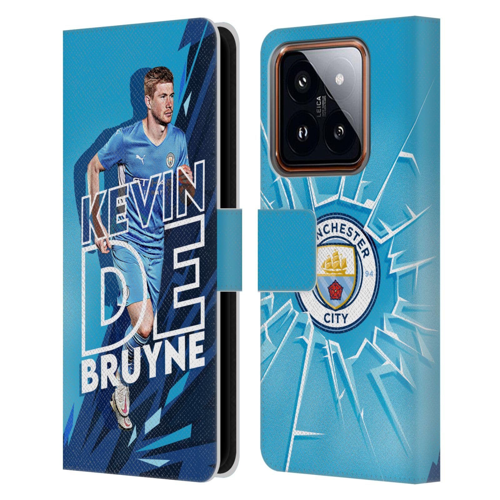 Head Case Designs Officially Licensed Manchester City Man City FC Kevin De Bruyne 2021/22 First Team Leather Book Wallet Case Cover Compatible with Xiaomi 14