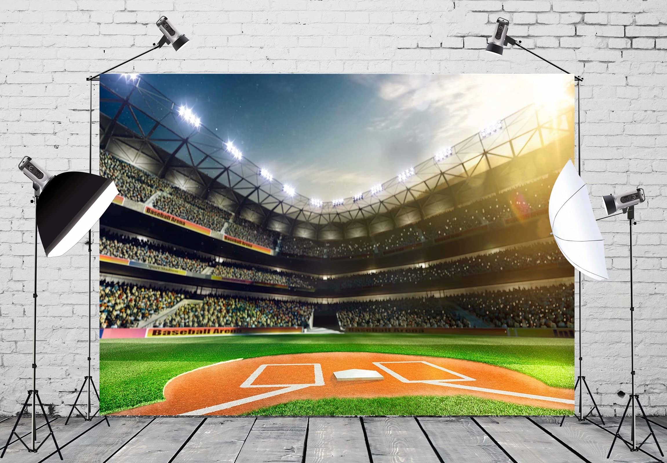 BELECO 2,4 x 1,8 m tkanina baseball tło stadionowe stadion fotografia tło na przyjęcie urodzinowe dekoracja gry zdjęcie tło rekwizyty